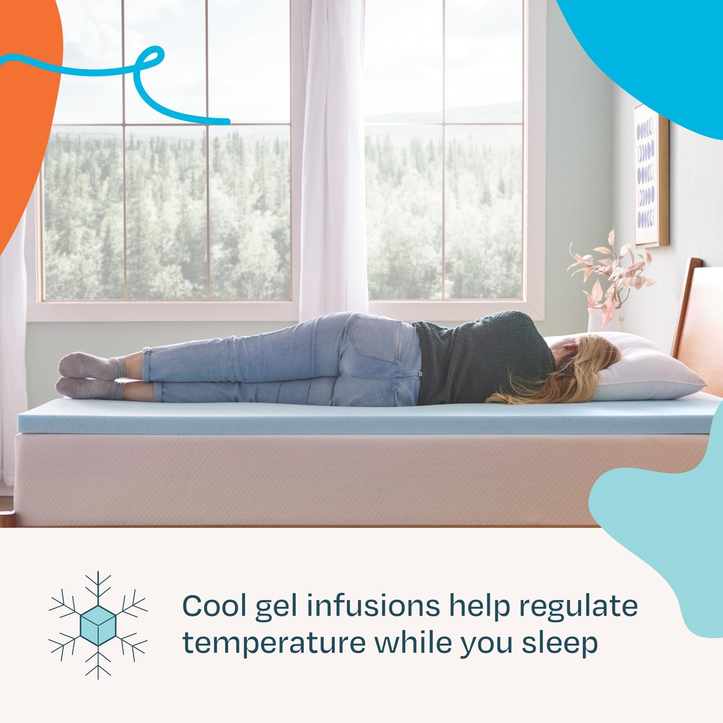 Linenspa 2 Inch Memory Foam Mattress Topper, Gel Infused Twin XL Mattress Topper, CertiPUR-US Certified