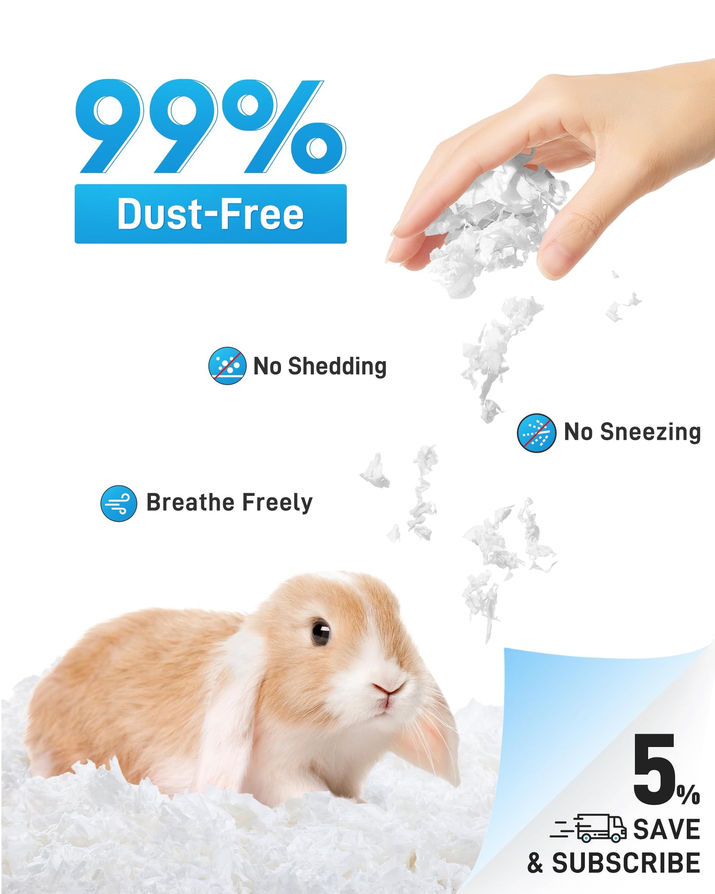 BUCATSTATE Guinea Pig Bedding 70L, 99% Dust-Free Hamster Bedding Odor Control, Cozy Paper Small Animal Bedding for Rabbit Rat Syrian Dwarf Hamsters Gerbils (White)