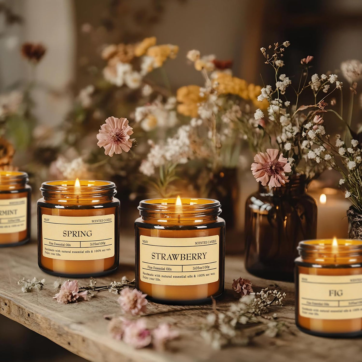 CLTNIKET 24-Pack 3.5oz Amber Jar Scented Candles Set - Natural Soy Wax & Essential Oils Aromatherapy Candles for Mother's Day, Yoga, Home Scene & Gatherings