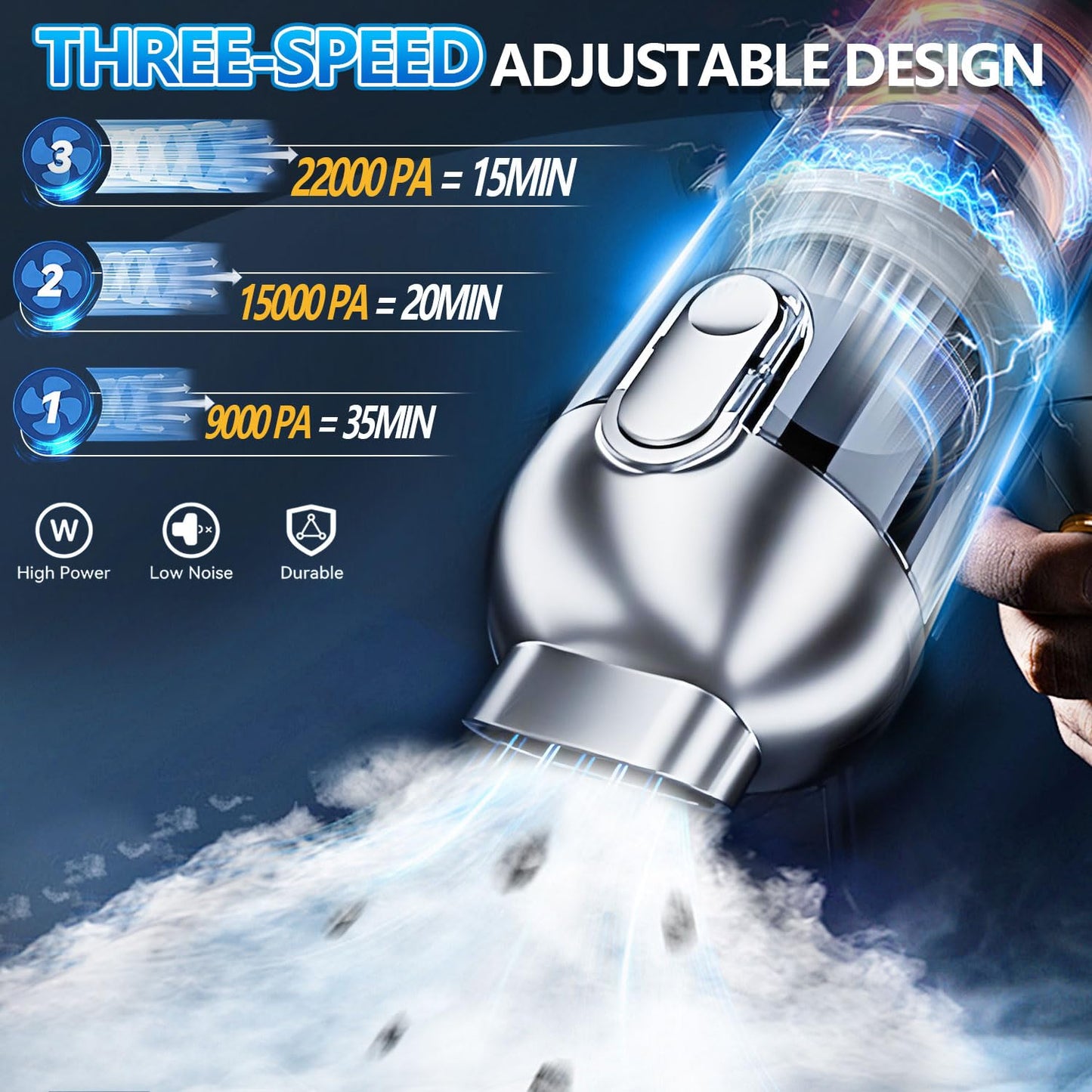 Car Vacuum Cleaner, 22000Pa Powerful Suction Handheld Vacuum Cordless with Brushless Motor, 11-in-1 Portable Hand Held Vacuum Rechargeable Air Duster/Blower/Pump for Pet Hair Removal, Car, Home