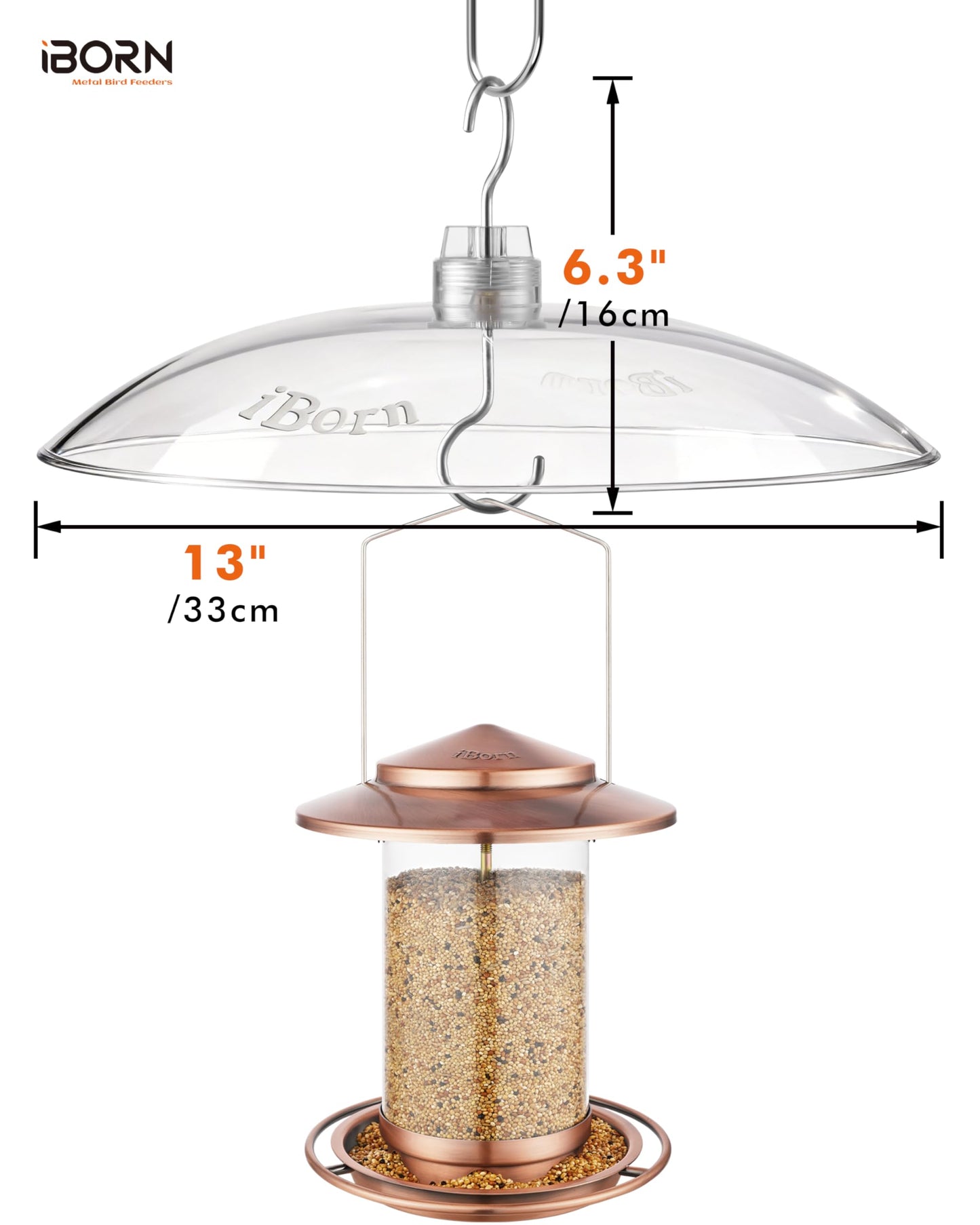 iBorn Baffles for Bird Feeders, 13” Bird Feeder Cover for Rain Guard, Birds Feeders Rain Guard, Full Protection for Feeders for Outdoors, Chew-Proof Polycarbonate, Pack of 2, Transparent