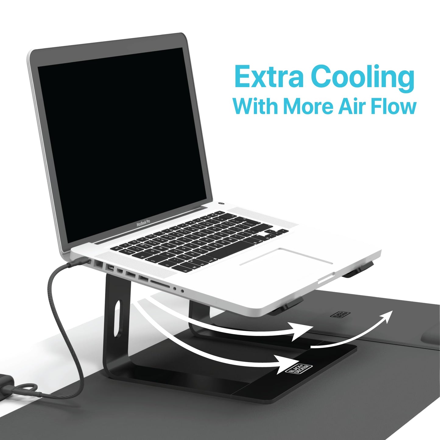 BLACK+DECKER Laptop Stand for Desk - Ergonomic Laptop Stand for Desk - Laptop Riser Compatible with MacBook Notebook Computer - Laptop Holder Computer Stand - Laptop Accessories