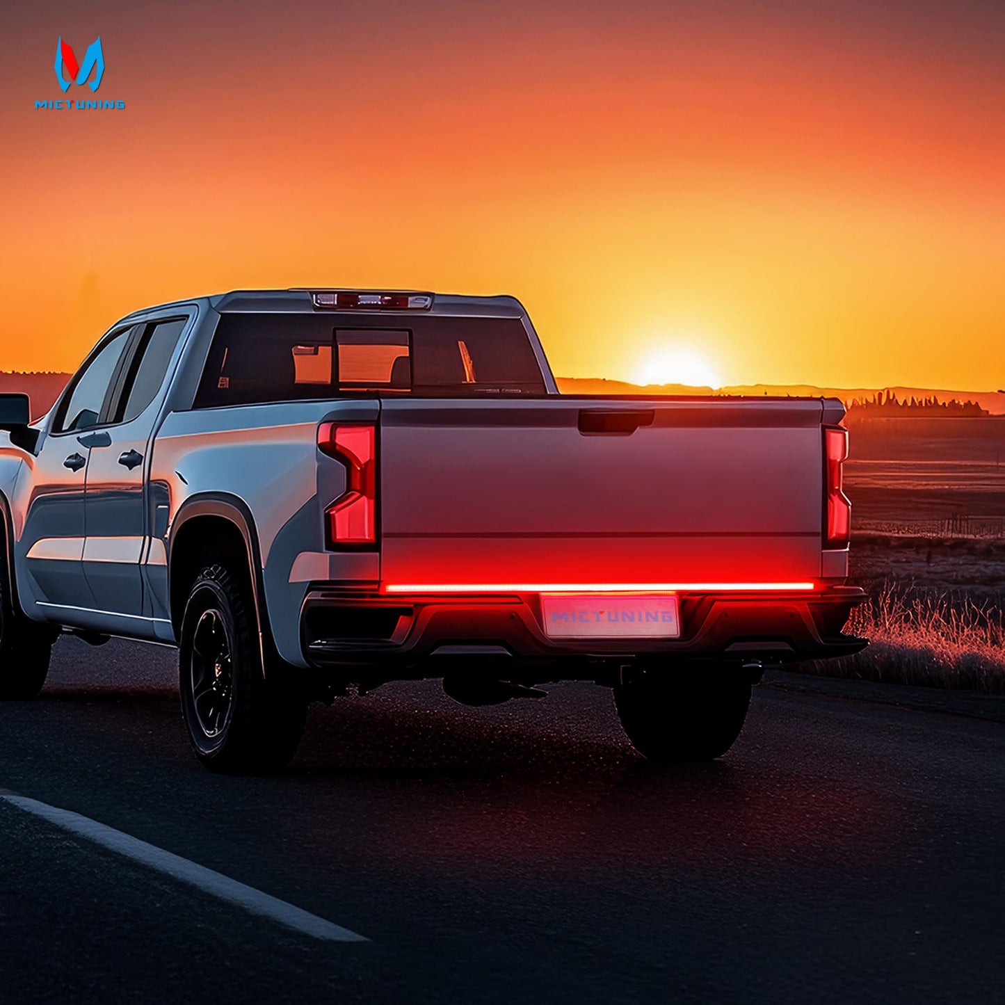 MICTUNING Truck Tailgate Light Strip 48 Inch Triple Row 360 LED IP67 Waterproof with Red Running Brake Sequential Turn Signal, Strobe & White Reverse Lighting