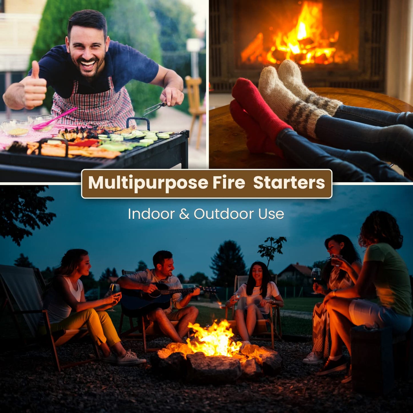 Dextreme Fire Starters 120 pcs | Natural Firestarters for BBQ, Campfires, Fireplace, Charcoal, Wood Stove, Fire Pit, Chimney, Pizza Oven and Smokers | All Weather, Odorless, Non Toxic
