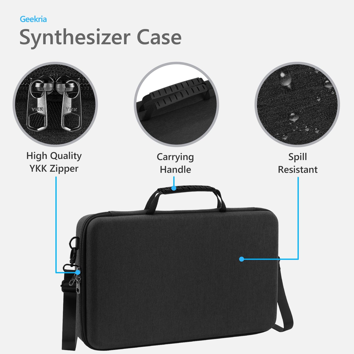 Geekria Hard Shell Travel Case Compatible with Arturia MicroBrute UFO/MicroFreak, Audio Synthesizer Carrying Bag (Dark Gray)