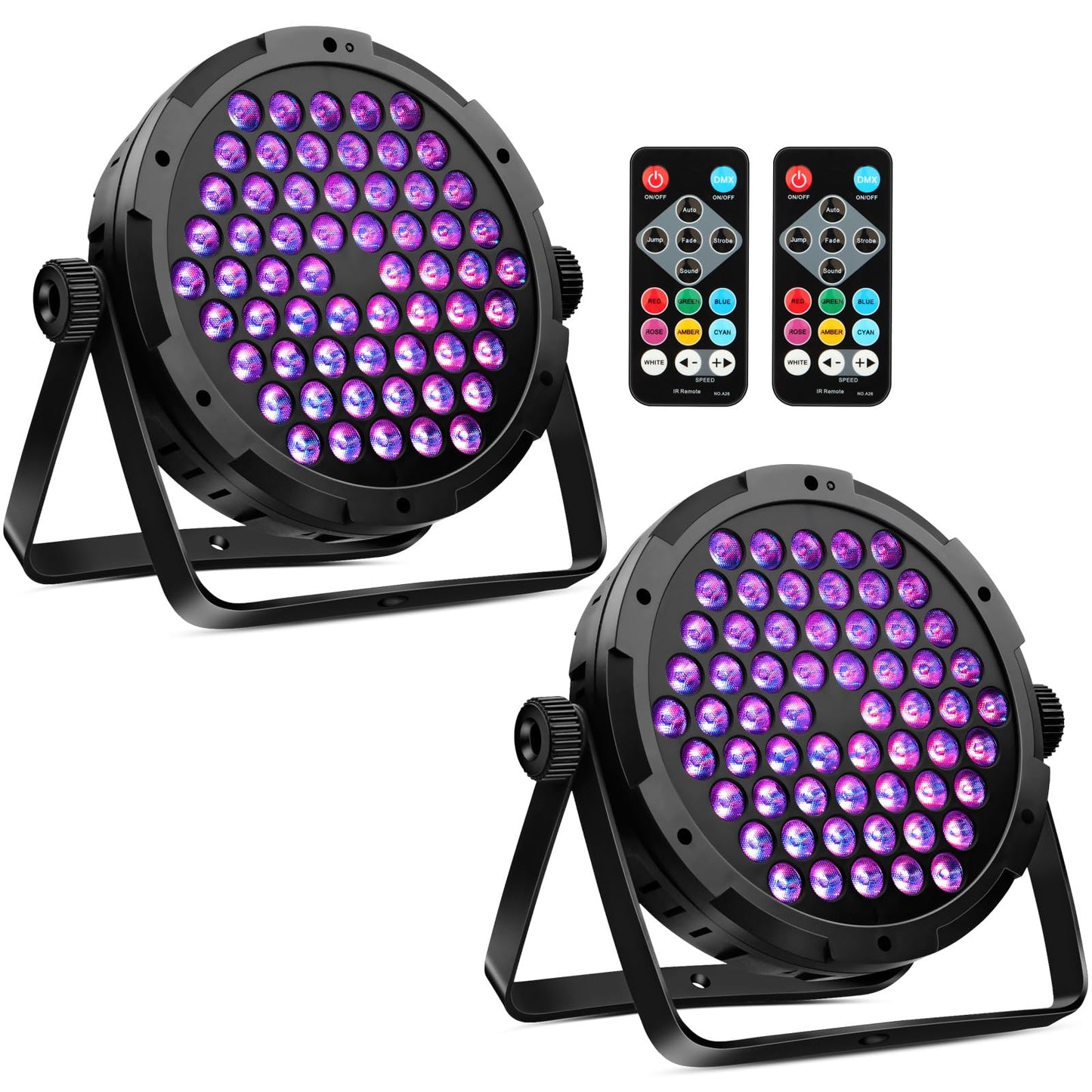 60LED RGB Stage Par Lights - OPPSK 90W Dimmable Sound Activated Multi Modes - Remote & DMX Control - Easy Setup - Uplights for Events Wedding Church Dance Club Home Party Stage Lighting (2Pack)