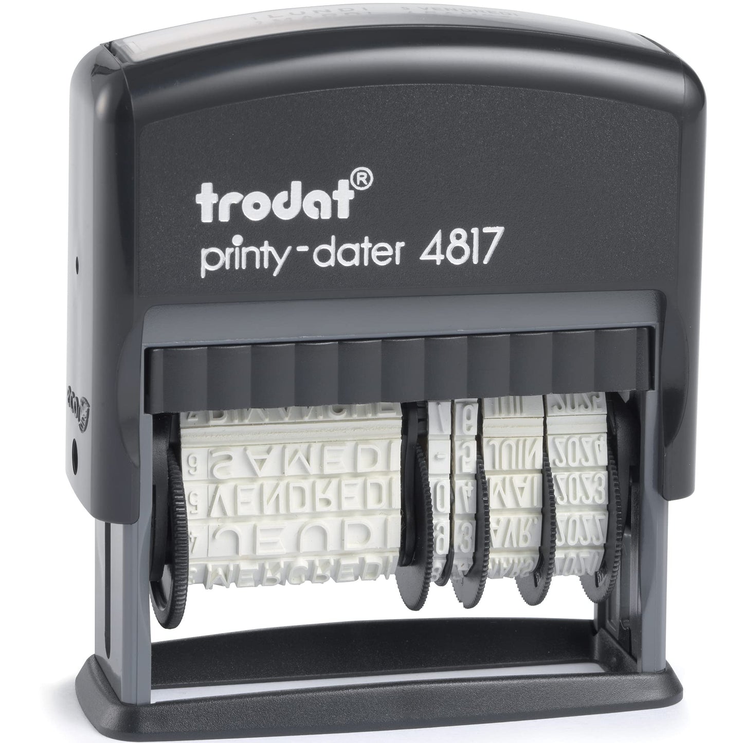 Trodat Tampon dateur 4817A - Date en Français + 12 Formules - Couleur d'Encrage Noire - Taille de Marquage 47 x 3,8 mm