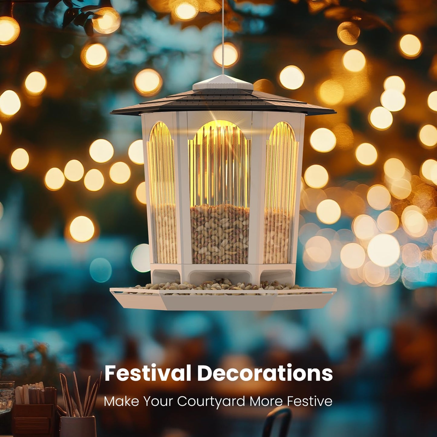 2 Pack Solar Bird Feeders for Outdoors Hanging - Attract Wild Birds & Cardinals, Elegant Minimalist Design, Garden Décor, Unique Gift