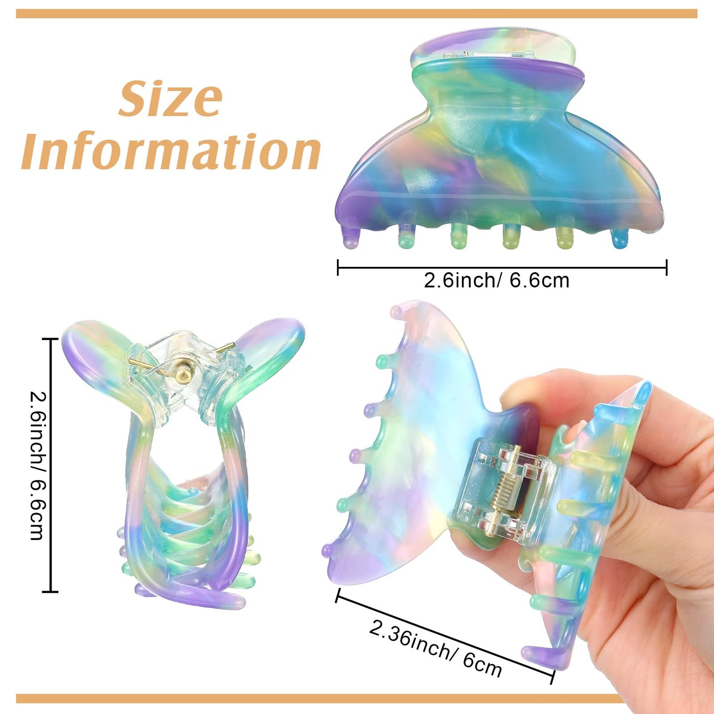 18 Pcs Hair Claw Clips Medium 2.6 Inch Tortoise Shell Hair Clips Banana Jaw Clips Celluloid French Design Barrettes Leopard Print Clip Accessories for Women Girls Hair Jaw Clip, Assorted Styles