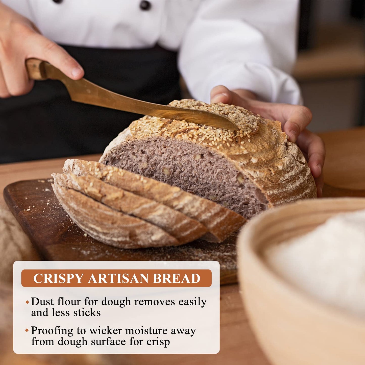 Bread Proofing Basket 9 Inch: Set of 2 Round Banneton Sourdough Proofing Bowls for Artisan Bread Making for Professionals and Home Bakers