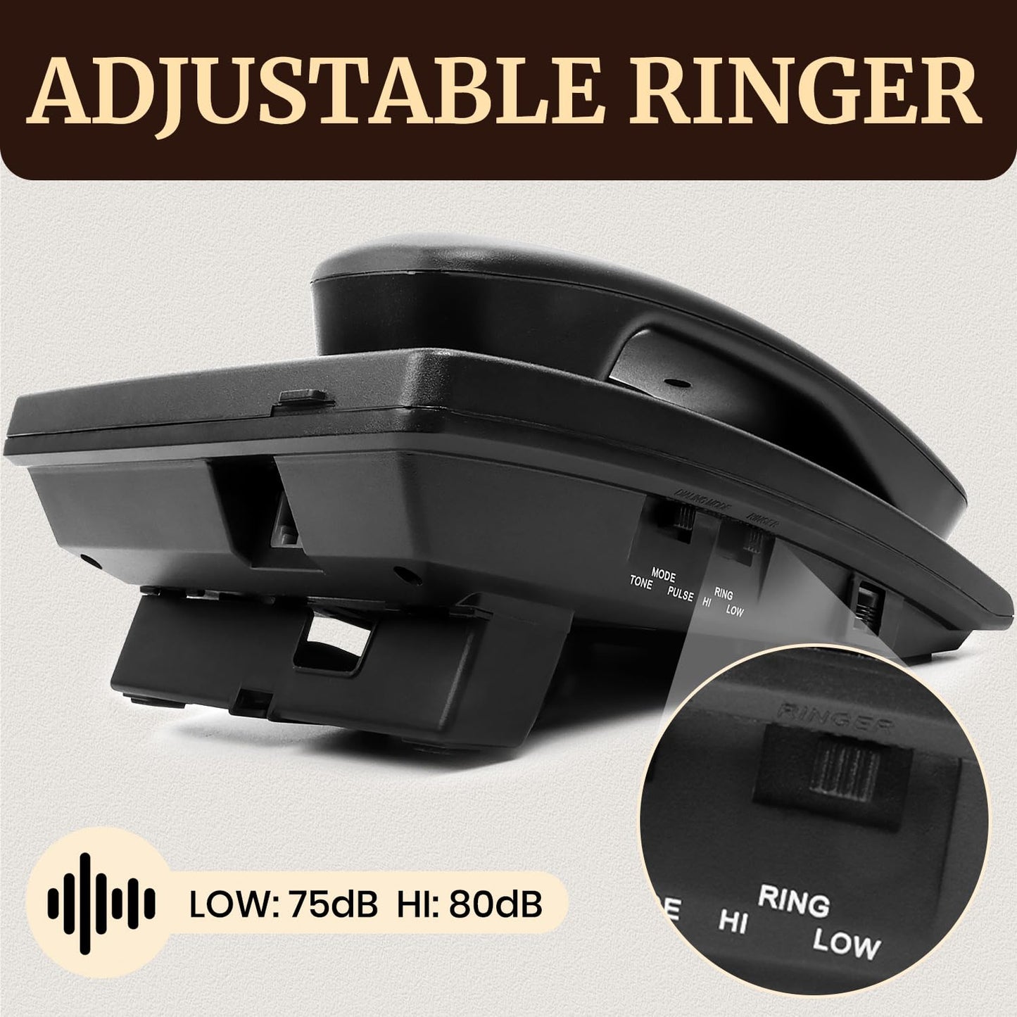 Uvital Landline Telephone for Home, Corded Phone for Landline, Telephone Landline Phones, One Key Redial, Flash, Mute, Pause, Easy to Operate, Desktop Phone for Home or Office, Black