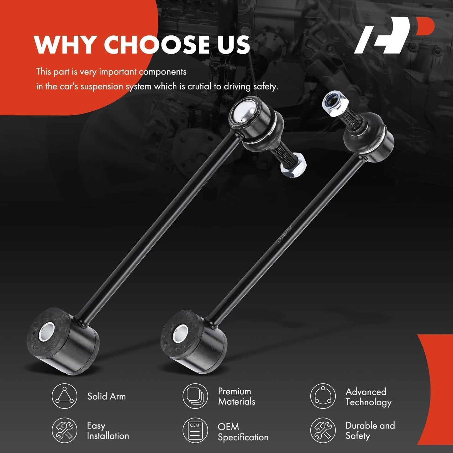 A-Premium 2 x Rear Sway Bar Links Stabilizer Bar Links, Compatible with Jeep Wrangler (JK), Chevrolet Tahoe, Suburban (1500), Avalanche, GMC Yukon (XL 1500), Cadillac Escalade (ESV & EXT), Hummer H2