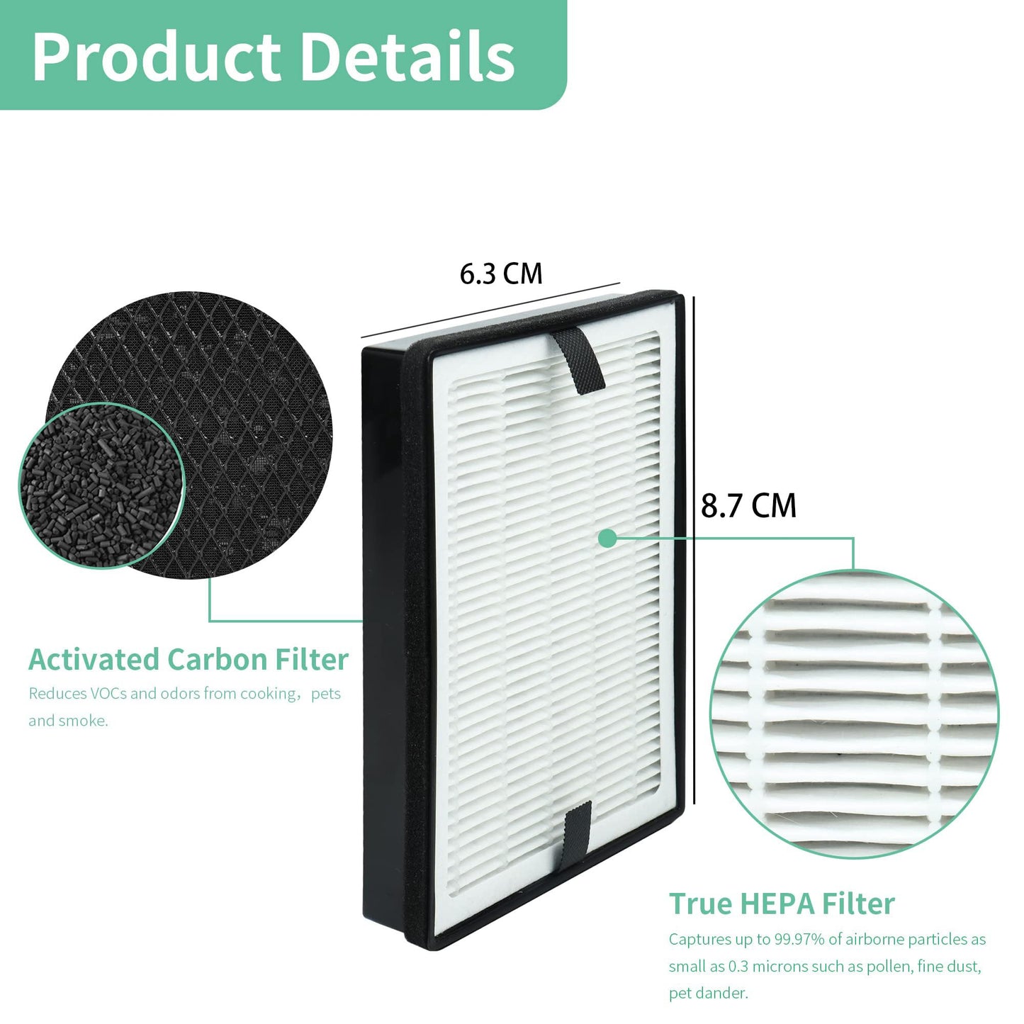 LV-H126 True HEPA Replacement Filter-CPGSY 4 Pack, Compatible with Levoit LV-H126 Purifier, Include 8 Pre-Filters, 4 True HEPA and Activated Carbon Filters, Part # LV-H126-RF
