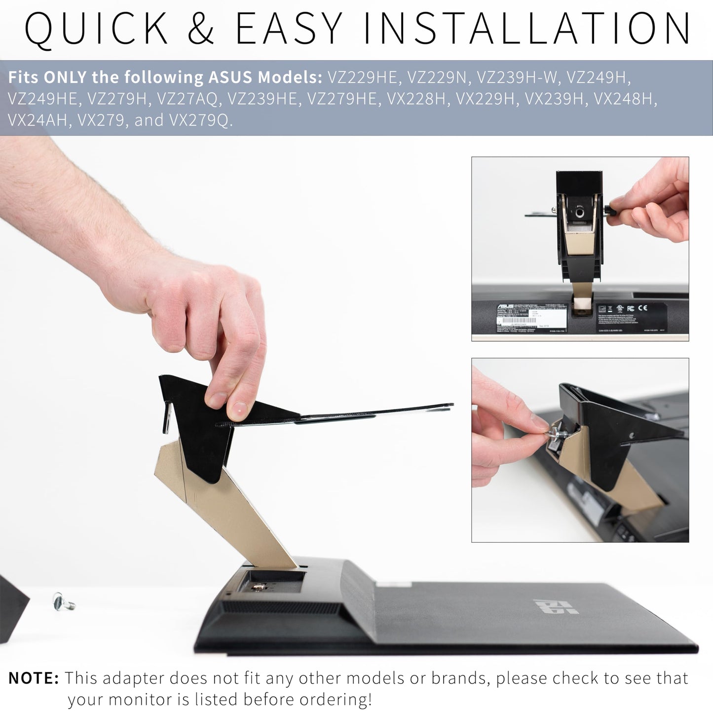 VIVO VESA Adapter Plate Bracket Designed for Asus VZ-Series Monitors VZ229HE, VZ229N, VZ239H-W, VZ249H, VZ249HE, VZ279H, VZ27AQ, VZ239HE, and VZ279HE, MOUNT-ASVZ01