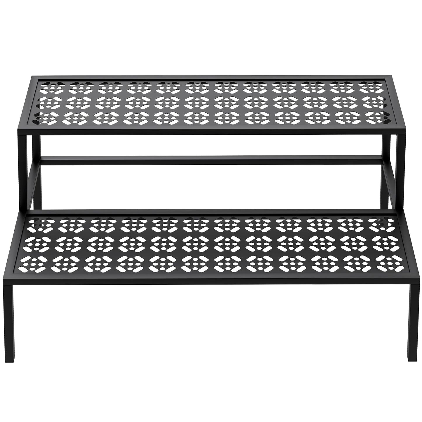 aboxoo Metal Plant Stand 2 Tier Potted Multiple Flower Pot Holder Plant Shelf Indoor Plants Multiple,Outdoor Heavy Duty Planter Display Shelving Unit for Patio Garden Corner Balcony(Black)