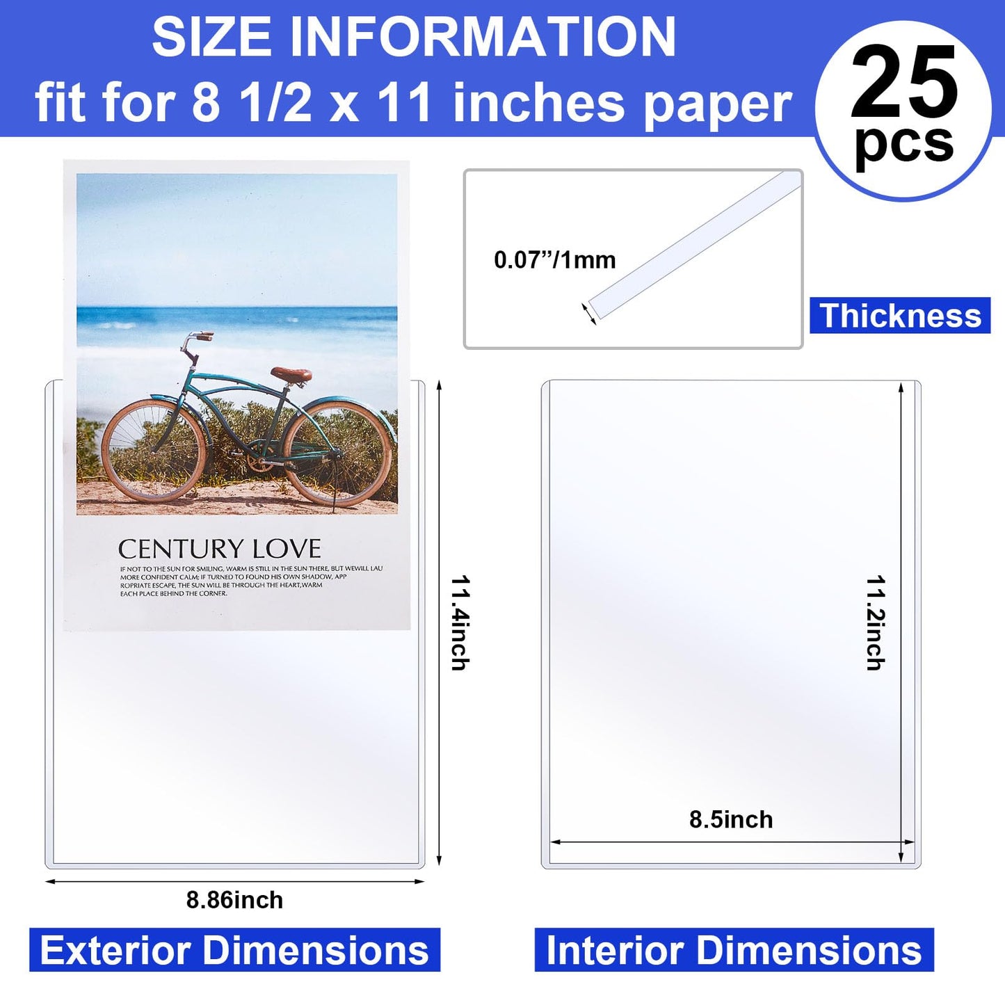 Teling 25 Pcs 8 1/2" x 11" Rigid Print Protectors Clear Rigid Sleeve Plastic Paper Page Protectors Clear Sheet Cover Photo Plastic Sleeve Hard Document Holder Birth Certificate Cover