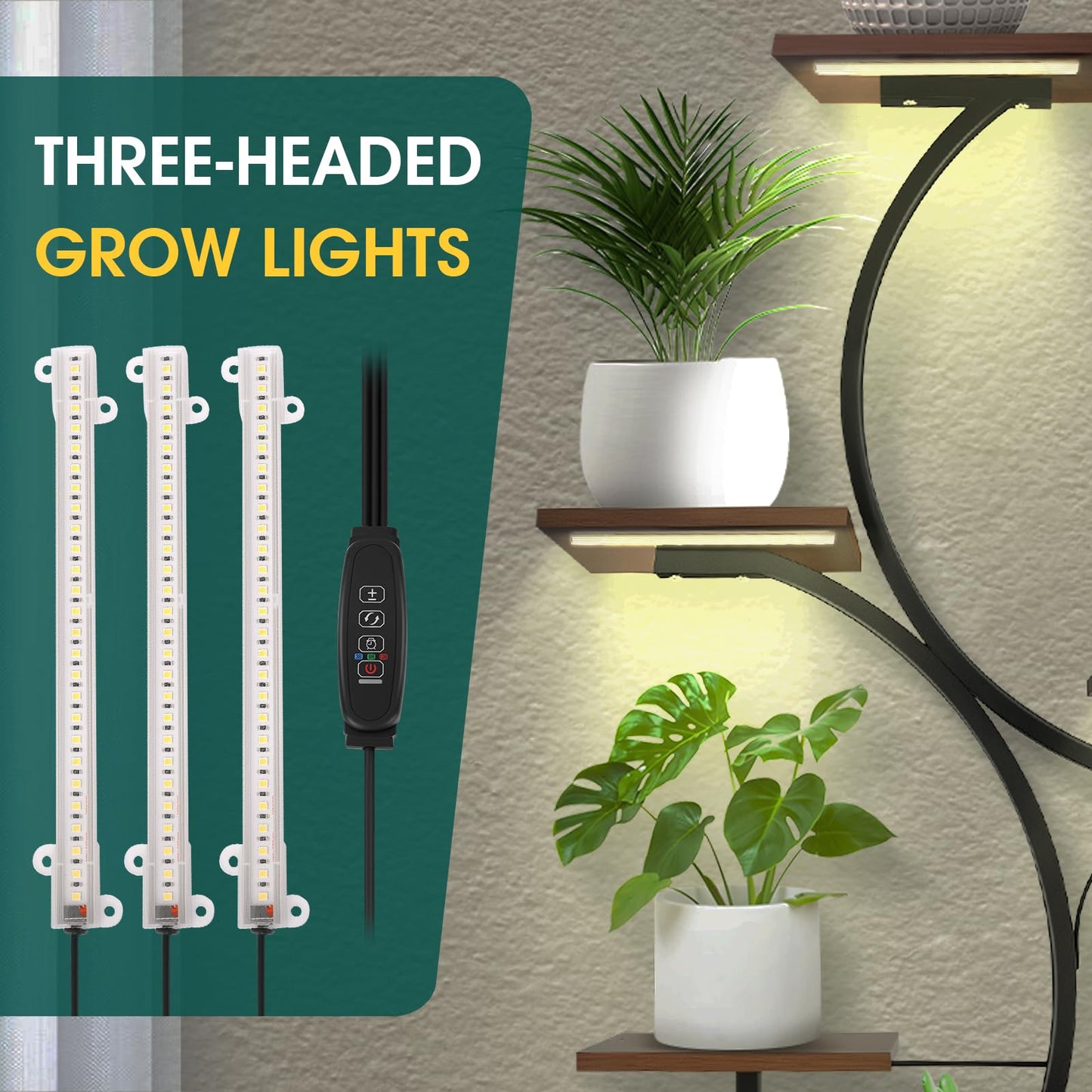 8-Tier Plant Stand with Grow Lights, 57'' Tall Indoor Plant Shelf, Multi-Layer Plant Holder for Home, Patio & Living Room