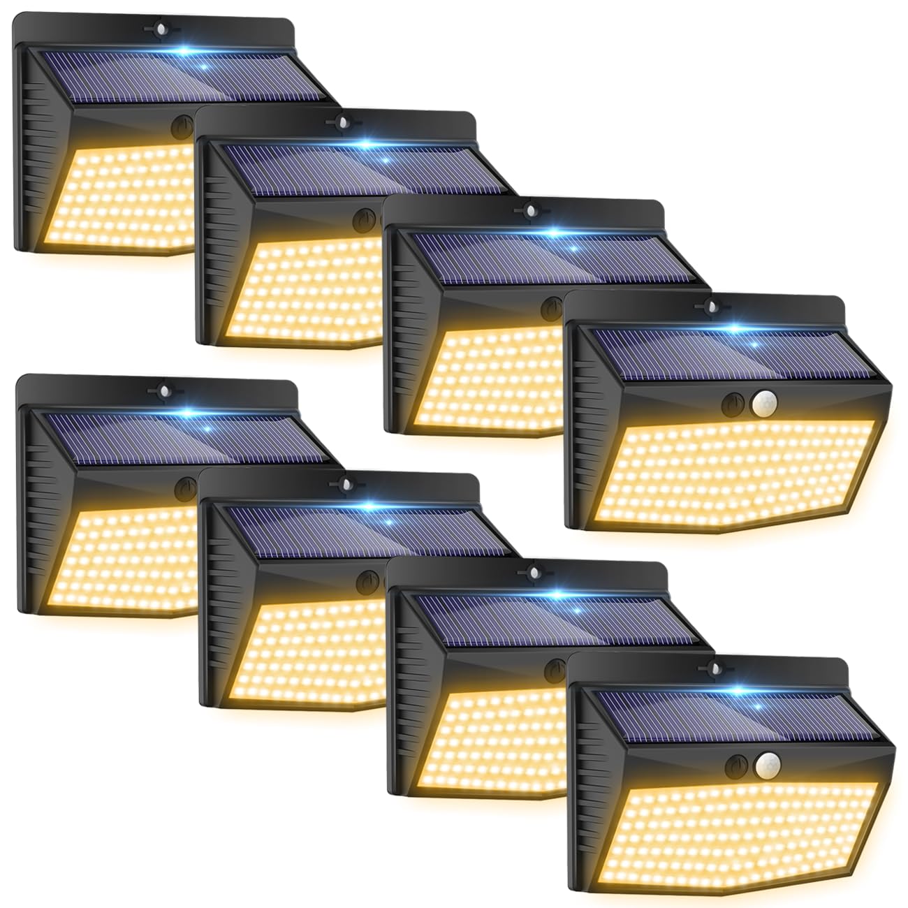 Solar Lights Outdoor, [ 8 Pack/138LED ] Solar Motion Sensor Light Outdoor with 3 Lighting Modes Wireless Waterproof Solar Wall Lights Solar Security Lights for Fence Yard Garden Deck Garage-Warm White