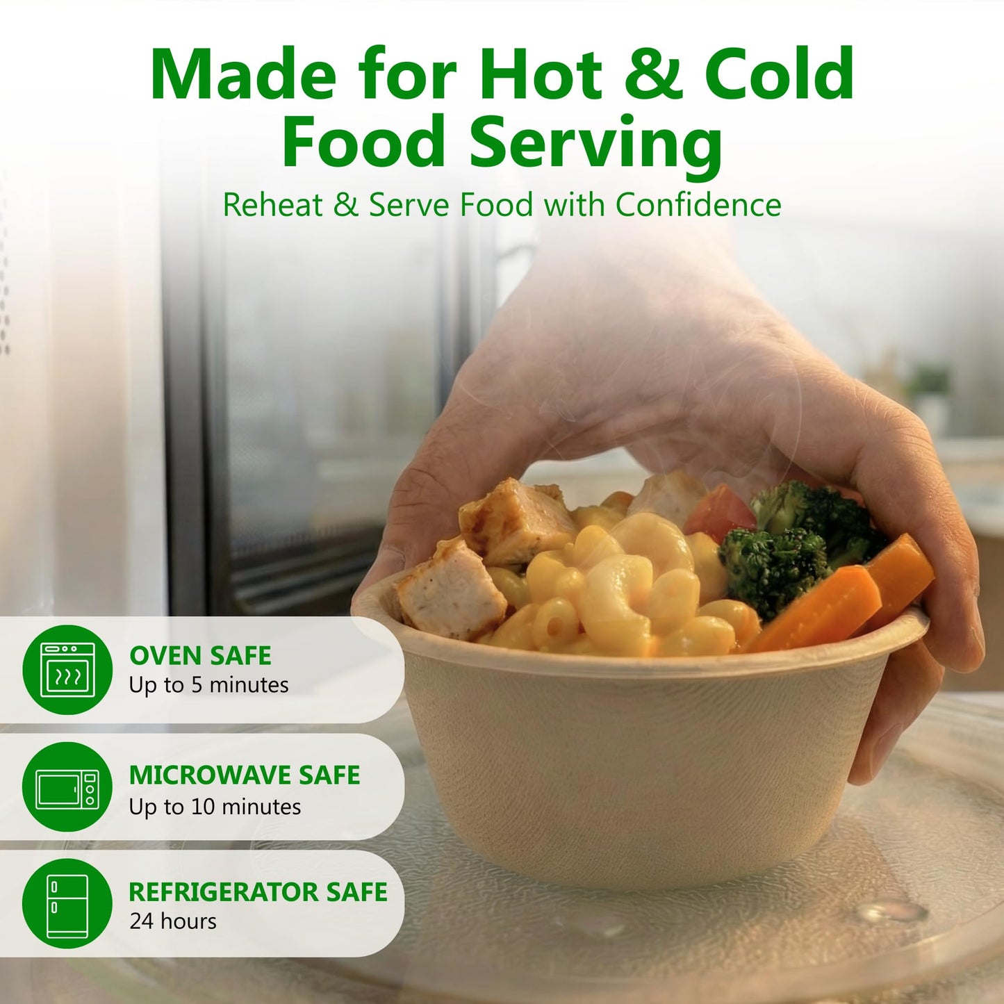 Enviro Safe Home 10 Oz Bamboo Disposable Bowls For Hot Soup, 100 Pack - Small, Heavy Duty, Microwavable, Oven Safe - Perfect for Hot Food, Meals, Acai & More - Eco-Friendly, Leak-Proof