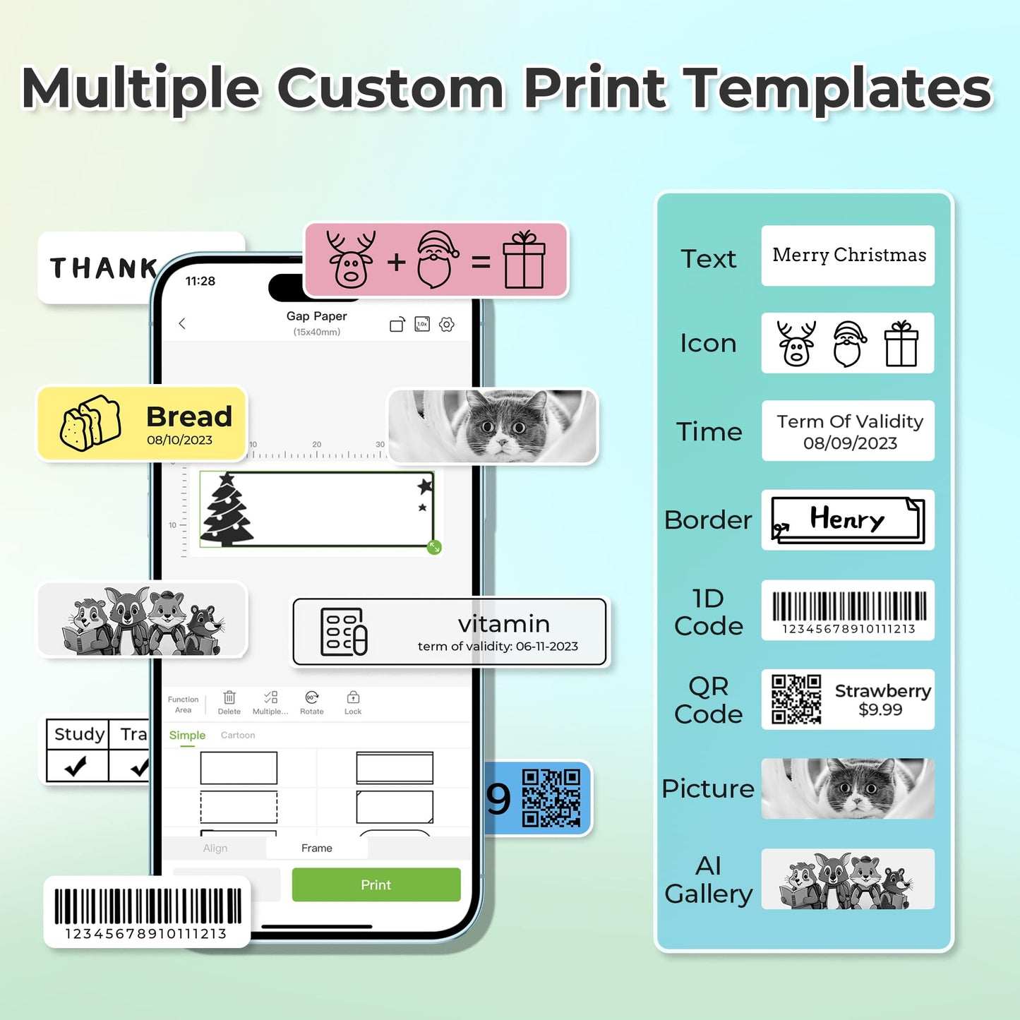 Nelko Label Machine with Tape, Bluetooth P21 Label Printer with 3 Strips and Case, Wireless Mini Labellers with Multiple Models Custom Character Icons for School Office