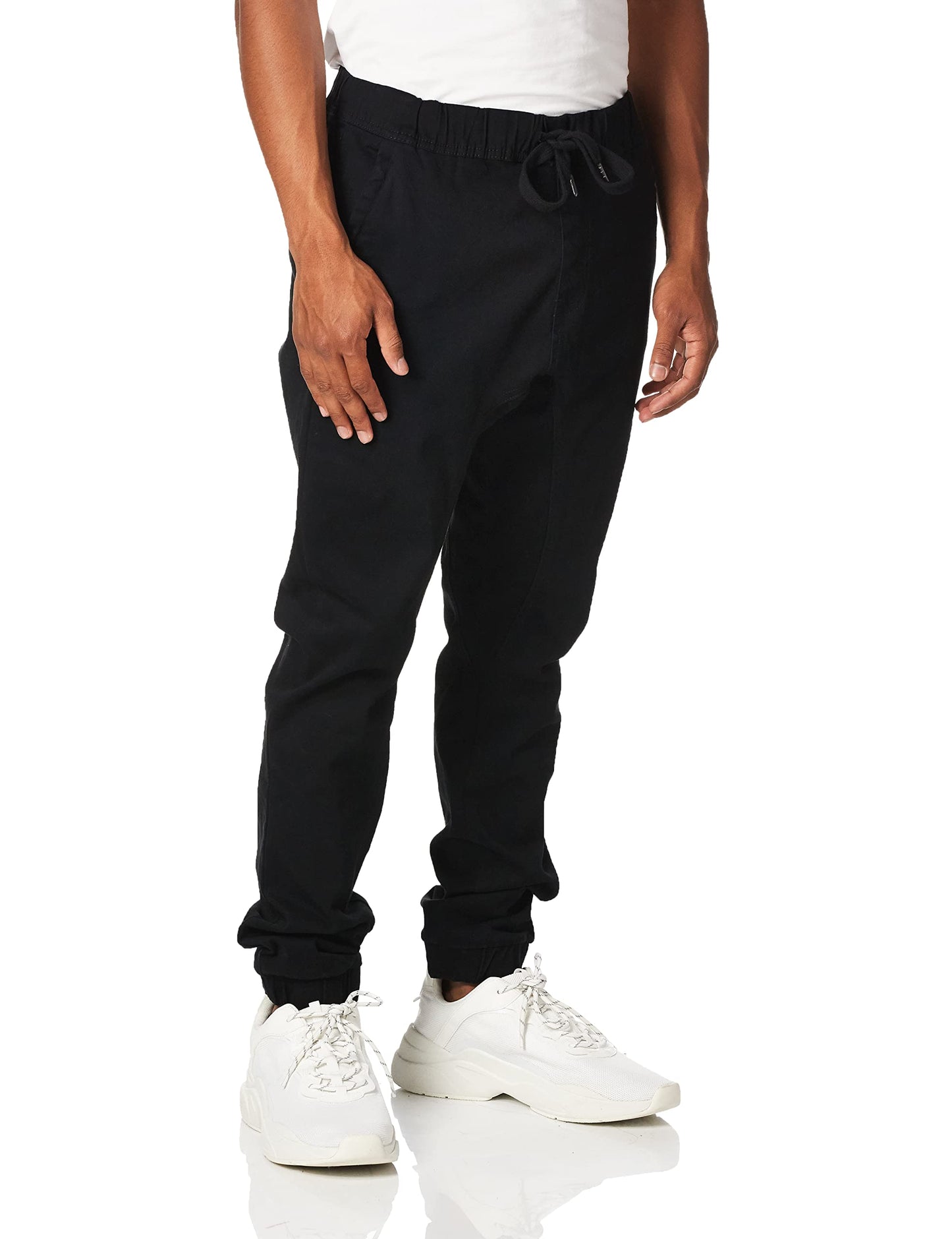 WT02 Men's Twill Jogger Pants, Black-a, Medium