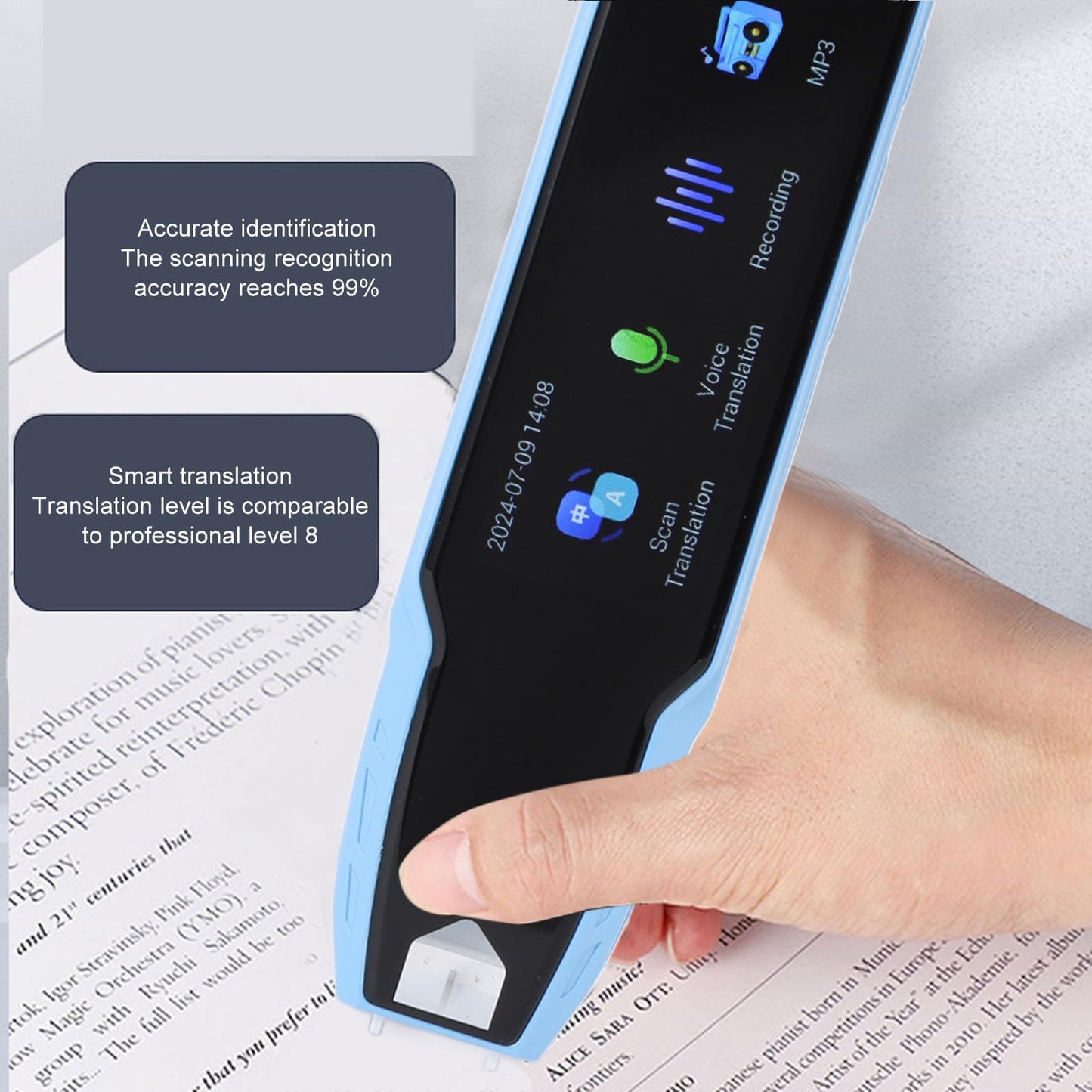 Smart Language Translator Pen, Offline Scanning 112 Languages Rechargeable Scan Reader Pen, Real Time Translation, Ideal for Travel Business (Blue