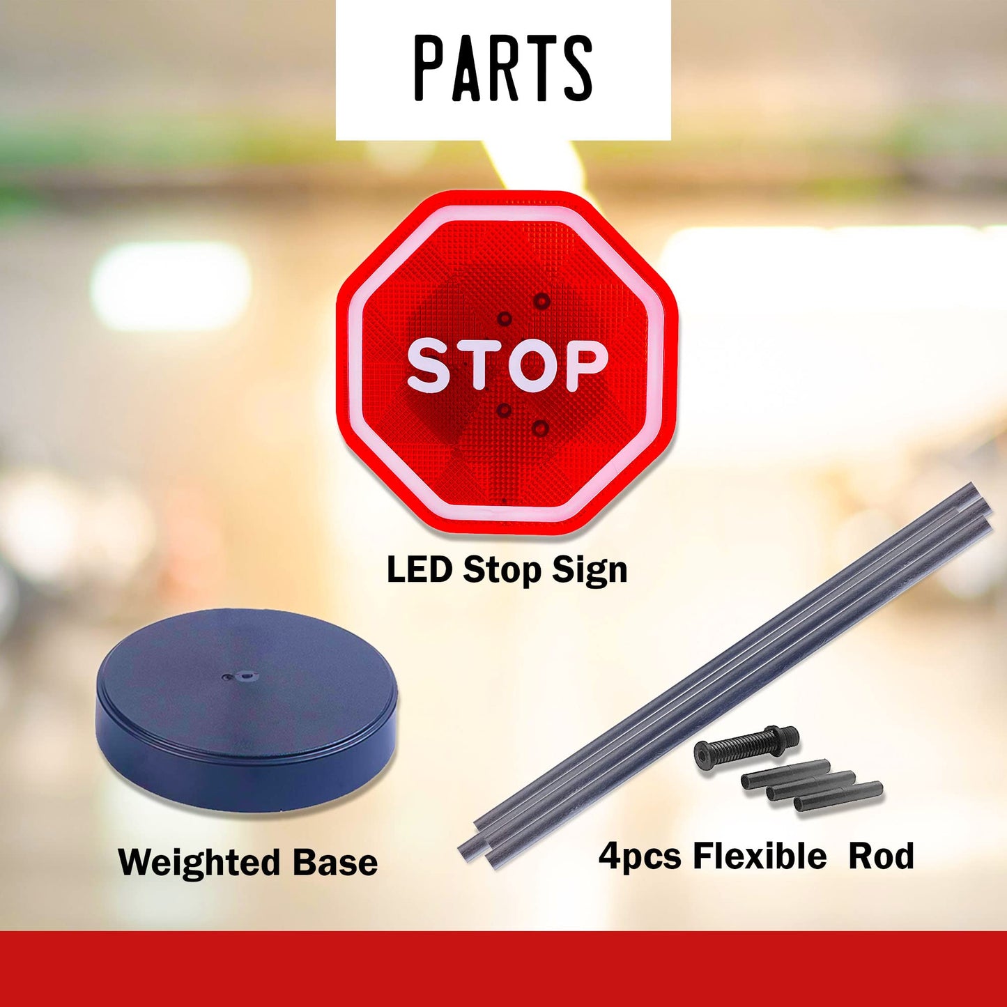 Andalus Brands Flashing Led Stop Sign Garage Parking Assistant System - Garage Car Stop Indicator - Driveway Markers and Car Gadgets - Parking Sensors for Vehicles - Bumper Guards for Cars (2-pack)