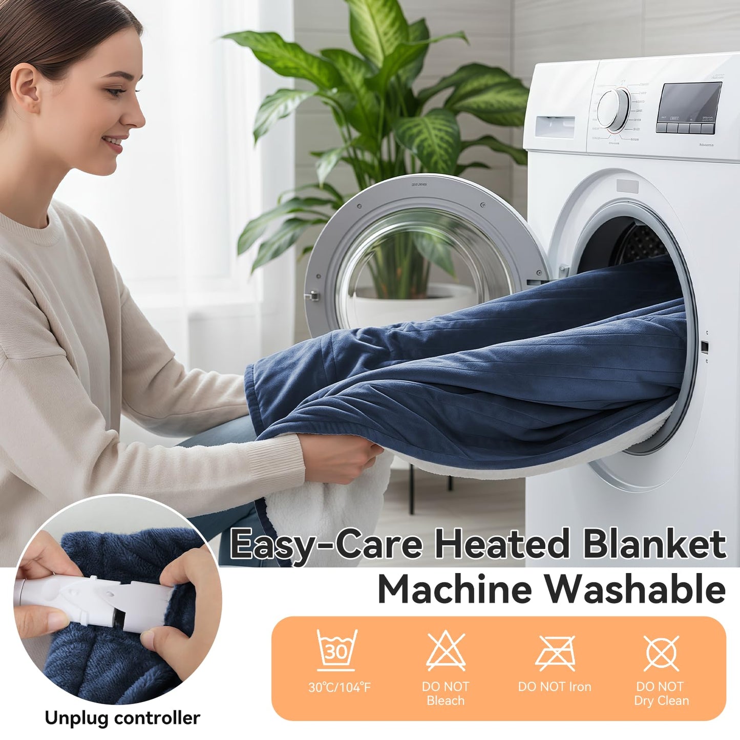 Qoosea Heated Blanket Throw Electric Blanket Twin Throw 50 * 60 inch with 9 Heating Levels 9 Timer Settings Auto Shut Off Soft Flannel Heating Blanket Wrap Warm for Home Office Room Blue