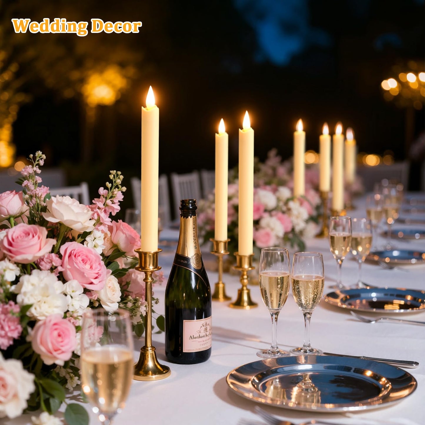 IMAGE Rechargeable Flameless Taper Candles with Charging Station, LED Flickering Candlesticks with Remote & Timer, 9.17 Inch Perfect for Home/Wedding/Christmas Decor,6PCS