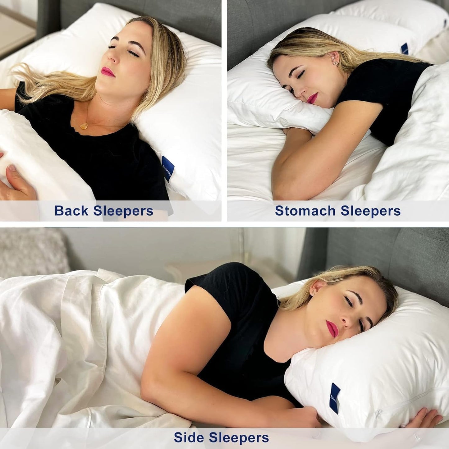 ACCURATEX Pillows Standard Size 2 Pack, Shredded Memory Foam Pillow Hybrid with Fluffy Down Alternative Fill Removable Cotton Cover, Adjustable Firm Pillow for Side,Back,Stomach Sleepers