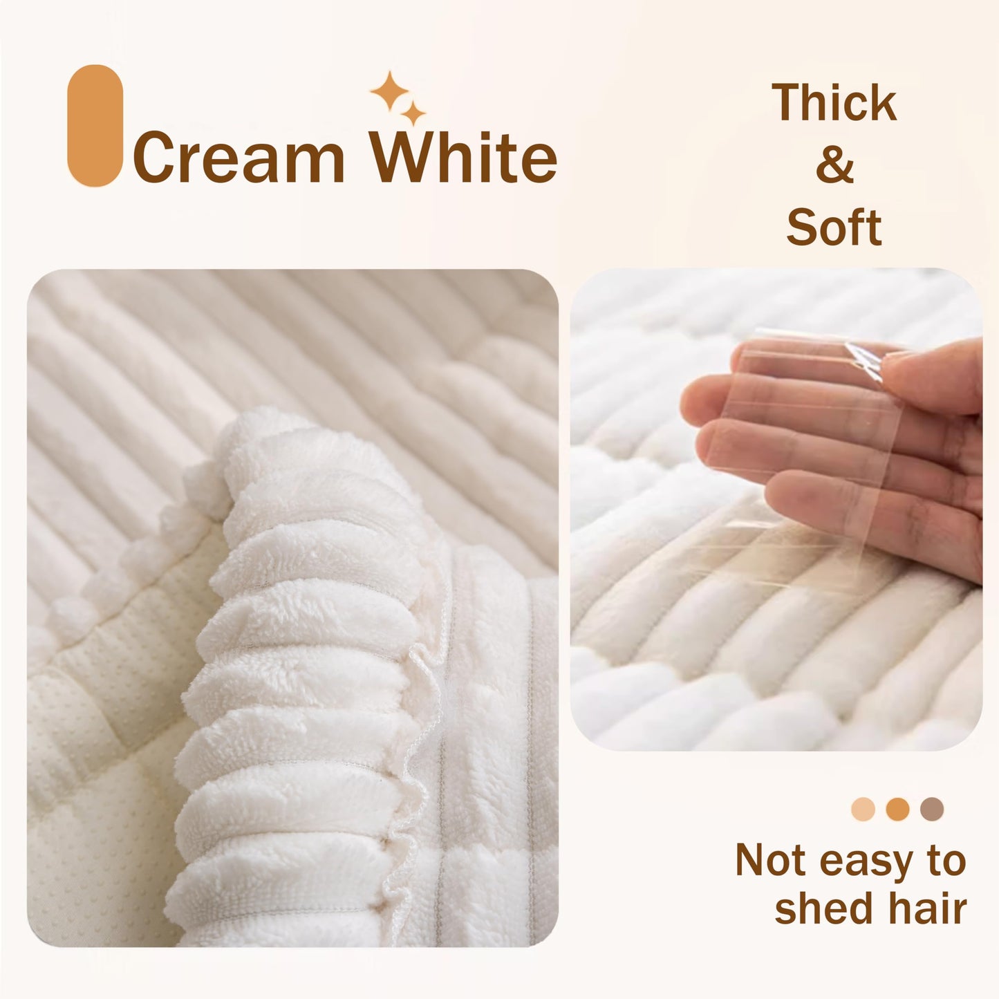 Cshionary Couch Cover for Dogs, Washable Dog Couch Cover for 3-Cushion Sofa - Soft Plush Pet-Friendly Furniture Protector with Non-Slip Backing (White, 210x70cm)