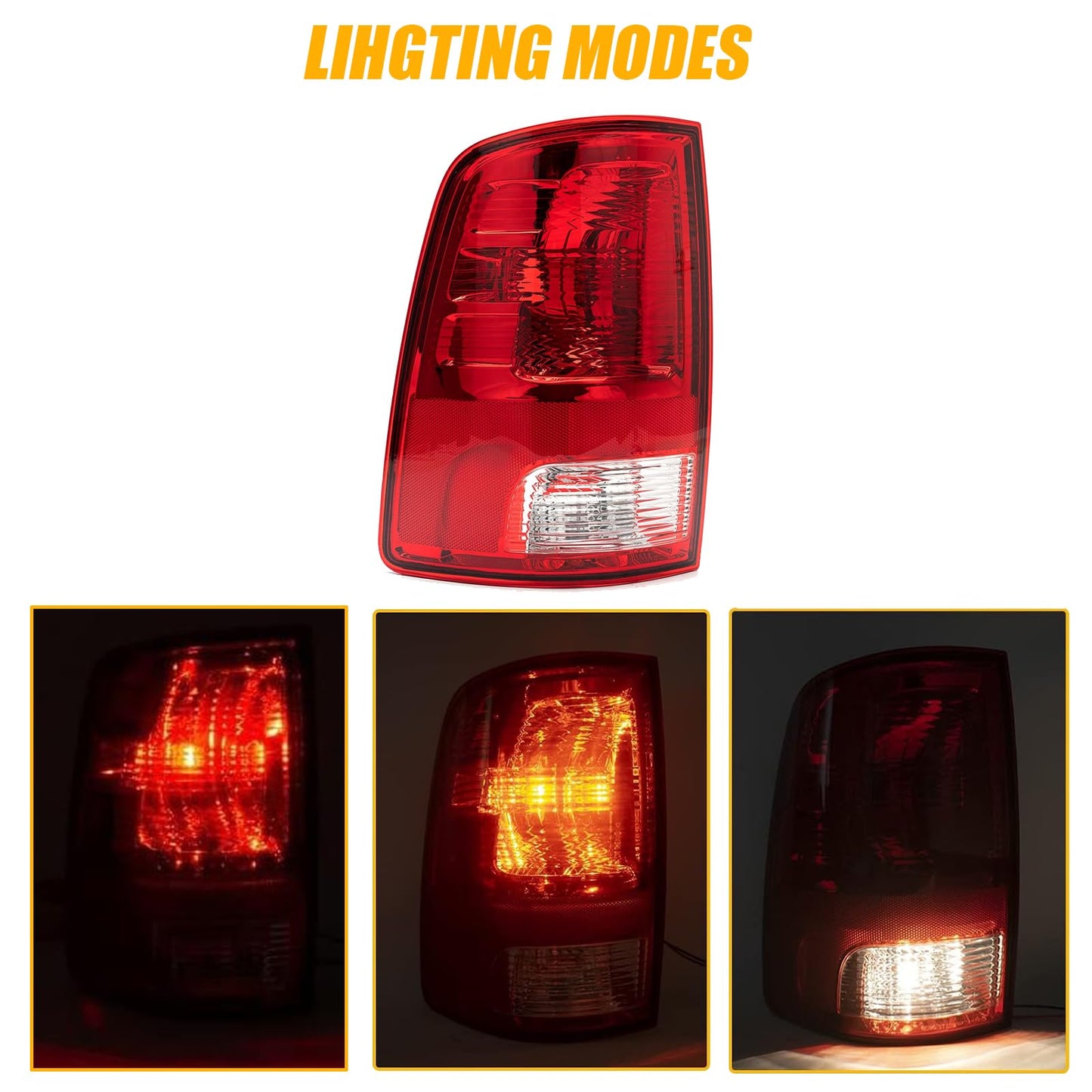NVEEUS Left Driver Side Tail Light Assembly Compatible With 2009-2018 Dodge Ram 1500 and 2010-2018 Dodge Ram 2500 3500 with Bulb Inside Replaces CH2818124