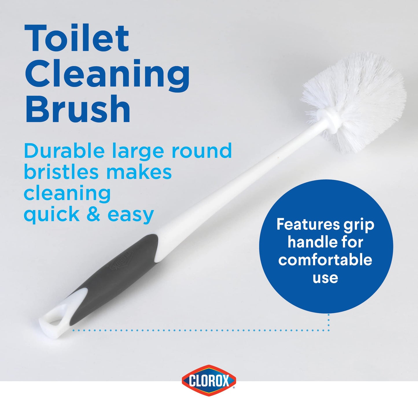 Clorox Toilet Bowl Brush & Plunger Combo Set with Storage Caddy, Set of 2 - Toilet Plunger for Bathroom, Bathroom Organizer & Storage, Bathroom Accessories, Toilet Unclogger, Long Handled Toilet Brush