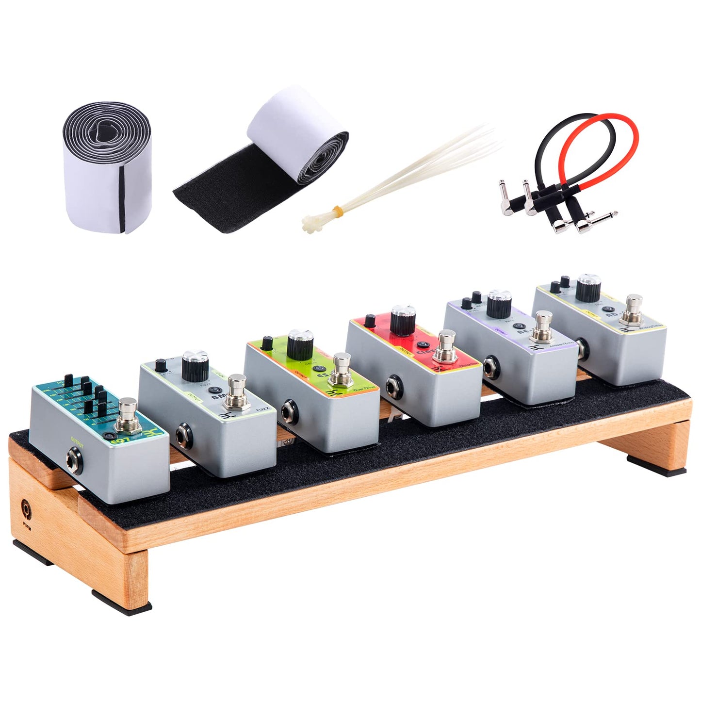 ENO MUSIC 14" Wooden Mini Pedal Board Guitar Effects Compact Small Pedalboard with Pedals Mountain Tape & Cable Tie