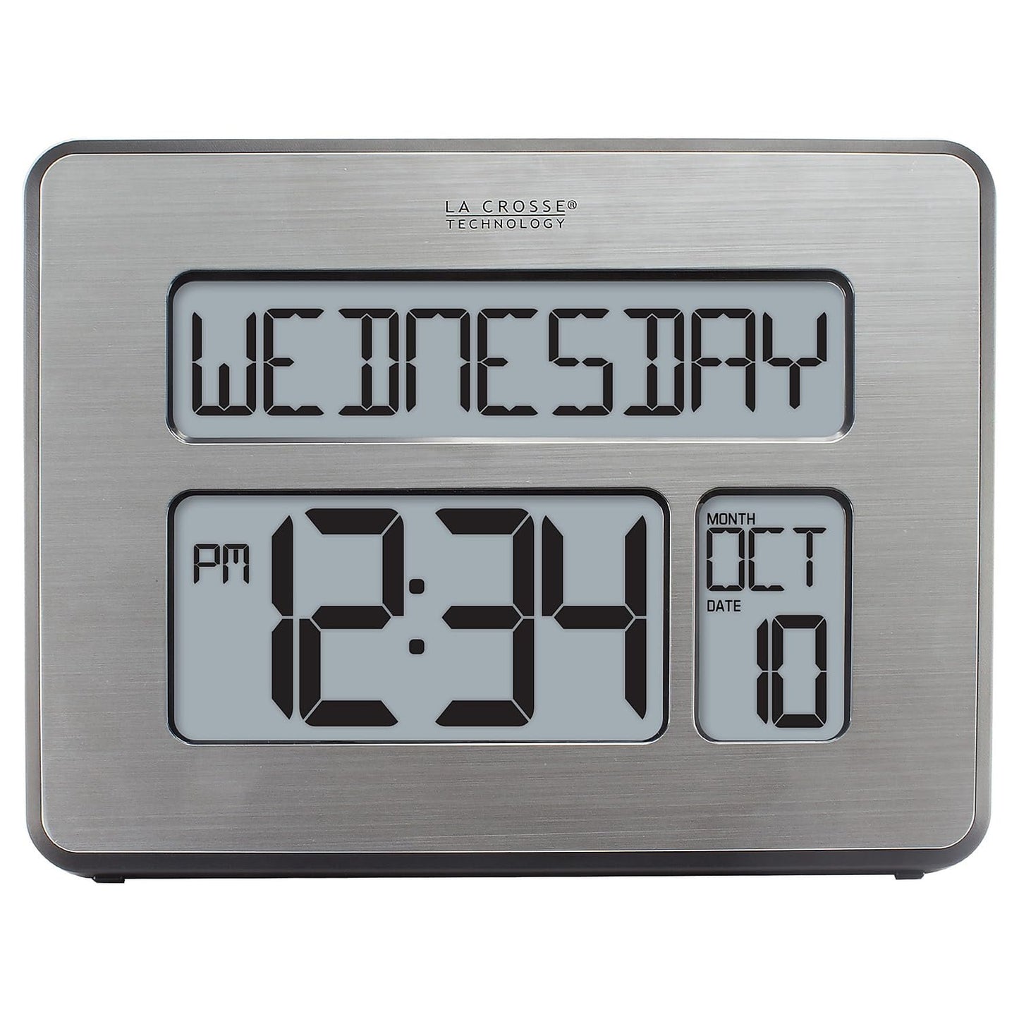 La Crosse Technology C86279 Atomic Full Calendar Clock with Extra Large Digits for The Elderly, 11.25 in. x 2.10 in. x 12.00 in.