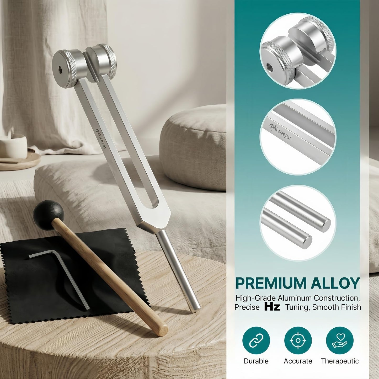 Miwayer Professional 64 Hz Tuning Forks (Otto Style) for Healing, Medical, and Music - Multi-Frequency Tuning Fork Kit for Sound Therapy, Meditation, Chakra Balancing, and Instrument Tuning