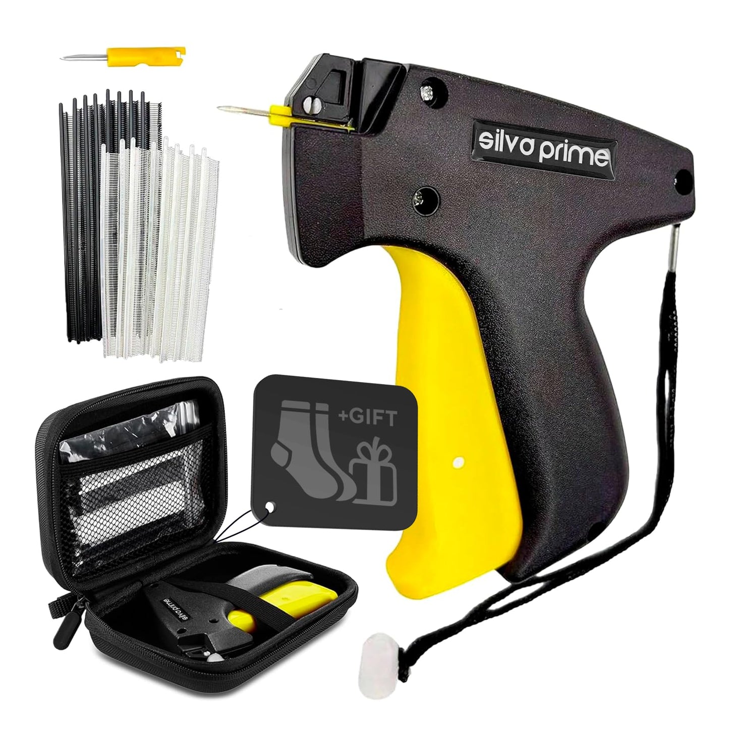 SILVA PRIME 4000 Pcs Stitch Gun, Tagging Gun for Clothing | 2000 Black & 2000 White Fasteners, 2 Stainless Steel Needles & Hard Case – Works on All Fabrics