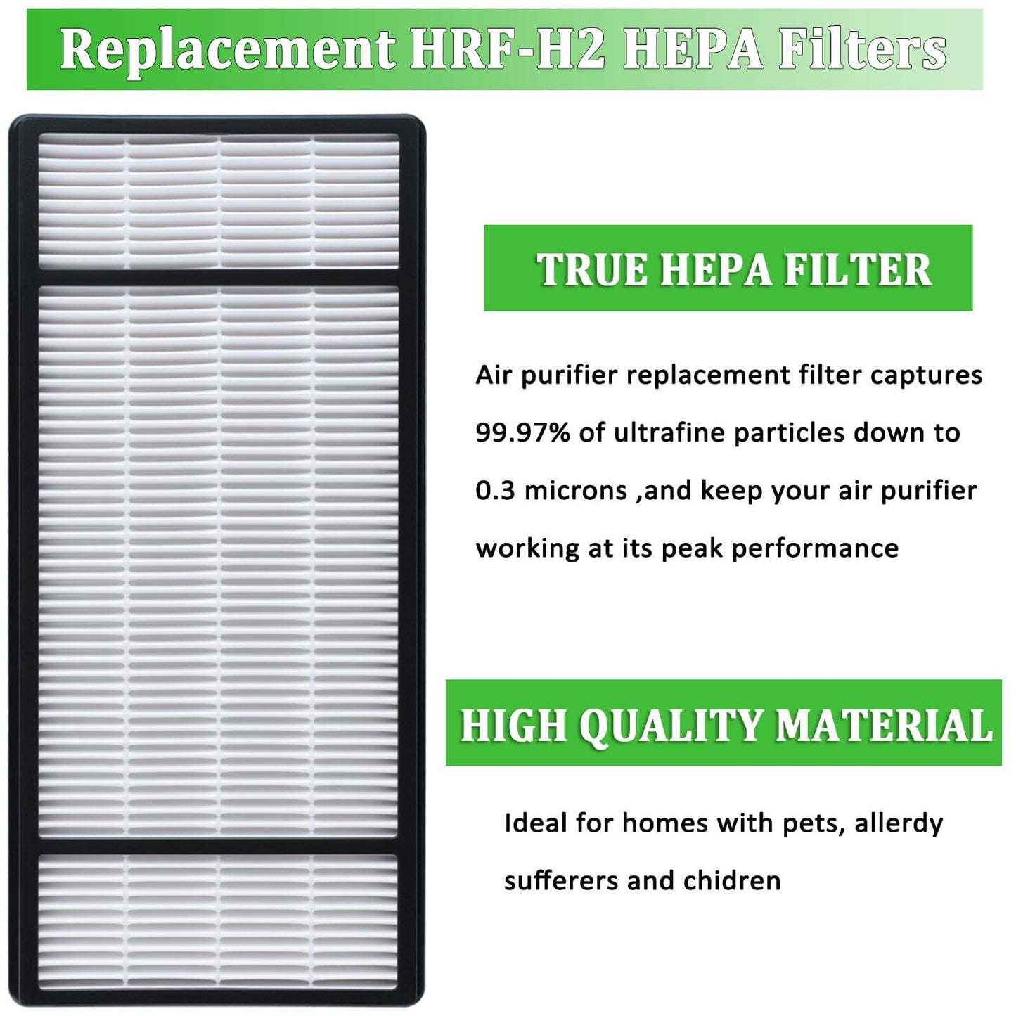 4 Pcs True HEPA Replacement Filter H Compatible with Honeywell Air Purifiers Filters HRF-H1 HRF-H2, Compatible with Honeywell HPA050, HPA060, HPA150, HPA160, HHT055 and HHT155 Series
