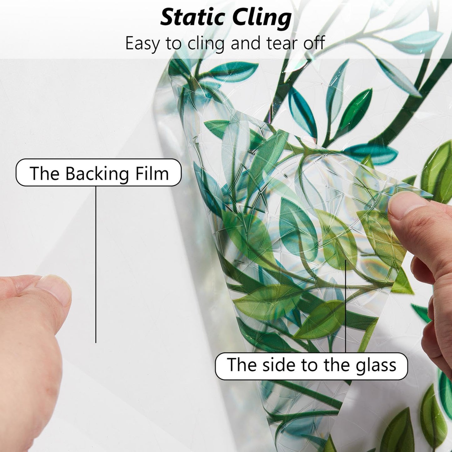 Finnez Window Privacy Film Window Film 3D No Glue Glass Sticker for Glass Door Home and Office Heat Control Anti UV 60 X 200cm (23.6" x 78.7")