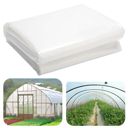 8x25ft Greenhouse Film Sheeting - Thickened Greenhouse Plastic Transparent Film - Clear Polyethylene Garden Film Cover for Farm Garden Vegetables Plants Flower