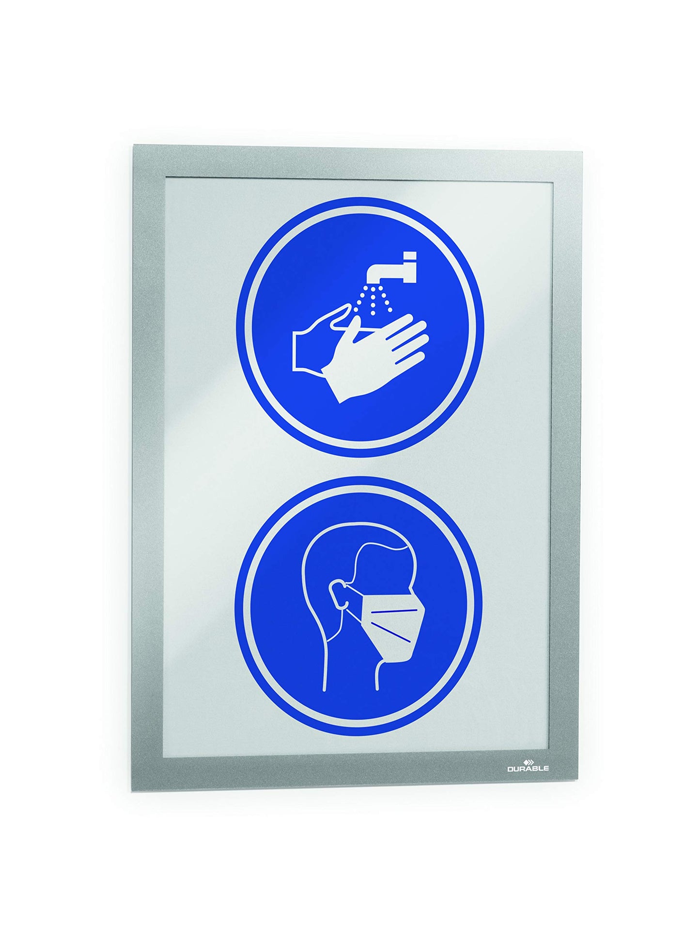 Durable Duraframe Static-Cling Magnetic Sun Document Sign Holder - Letter Size 8.5" x 11" Inch - Silver Pack of 2