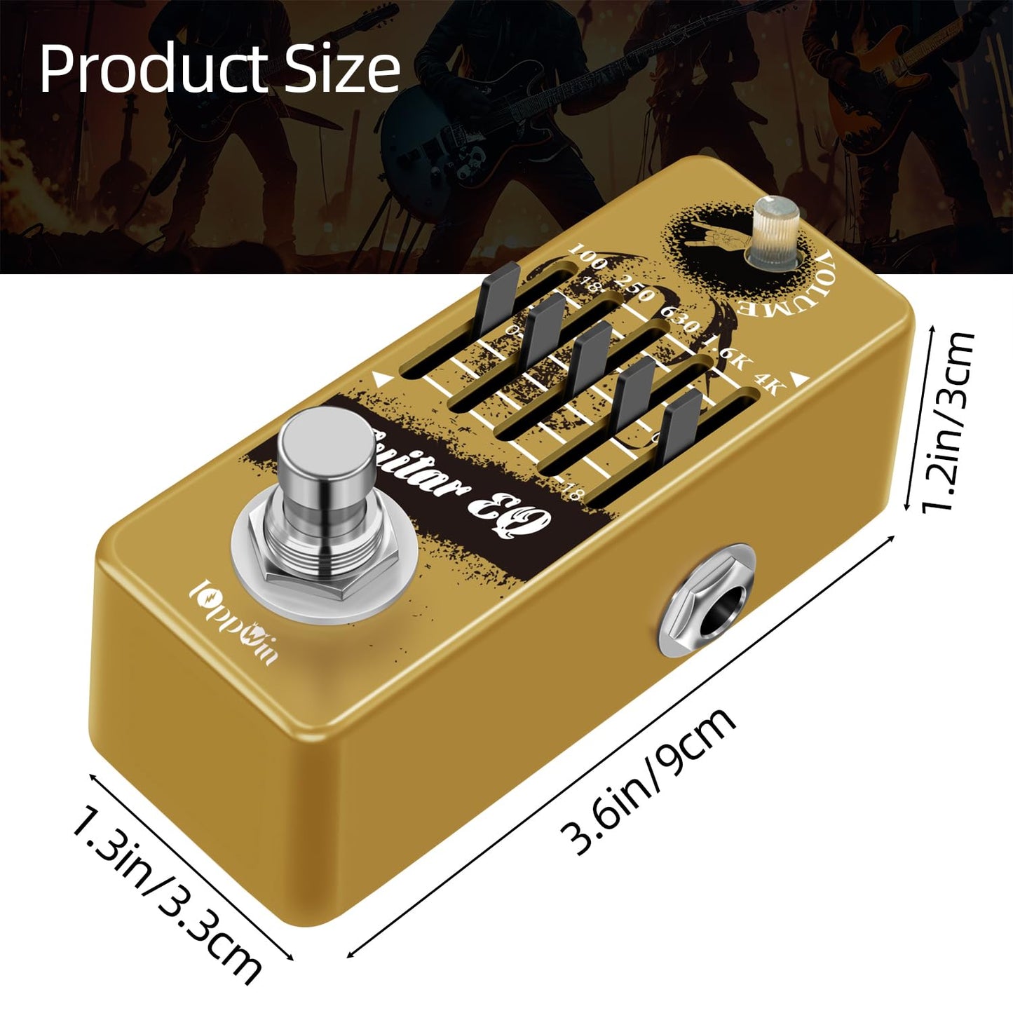 IOppWin Guitar Pedals, 5-Band Guitar Graphic Equalizer Pedal with Master Level Control - True Bypass & Metal Shell