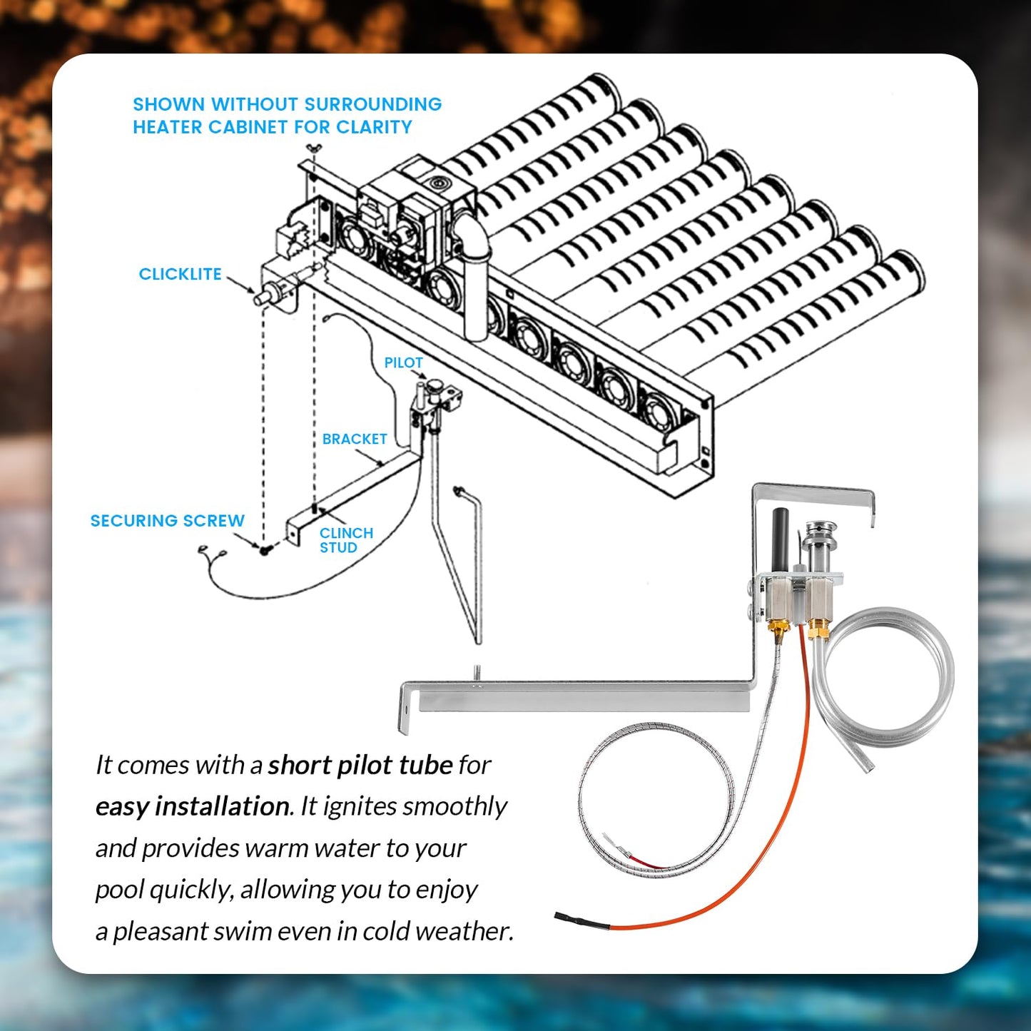 usvehj HAXPLT1931 Natural Gas Pilot Assembly Kit - fit for Hayward H-Series Millivolt ED1 Style Natural Gas Pool Heater, for H1501C, H2001C, H2501C, H3001C, H3501C, H4001C, H400P1C