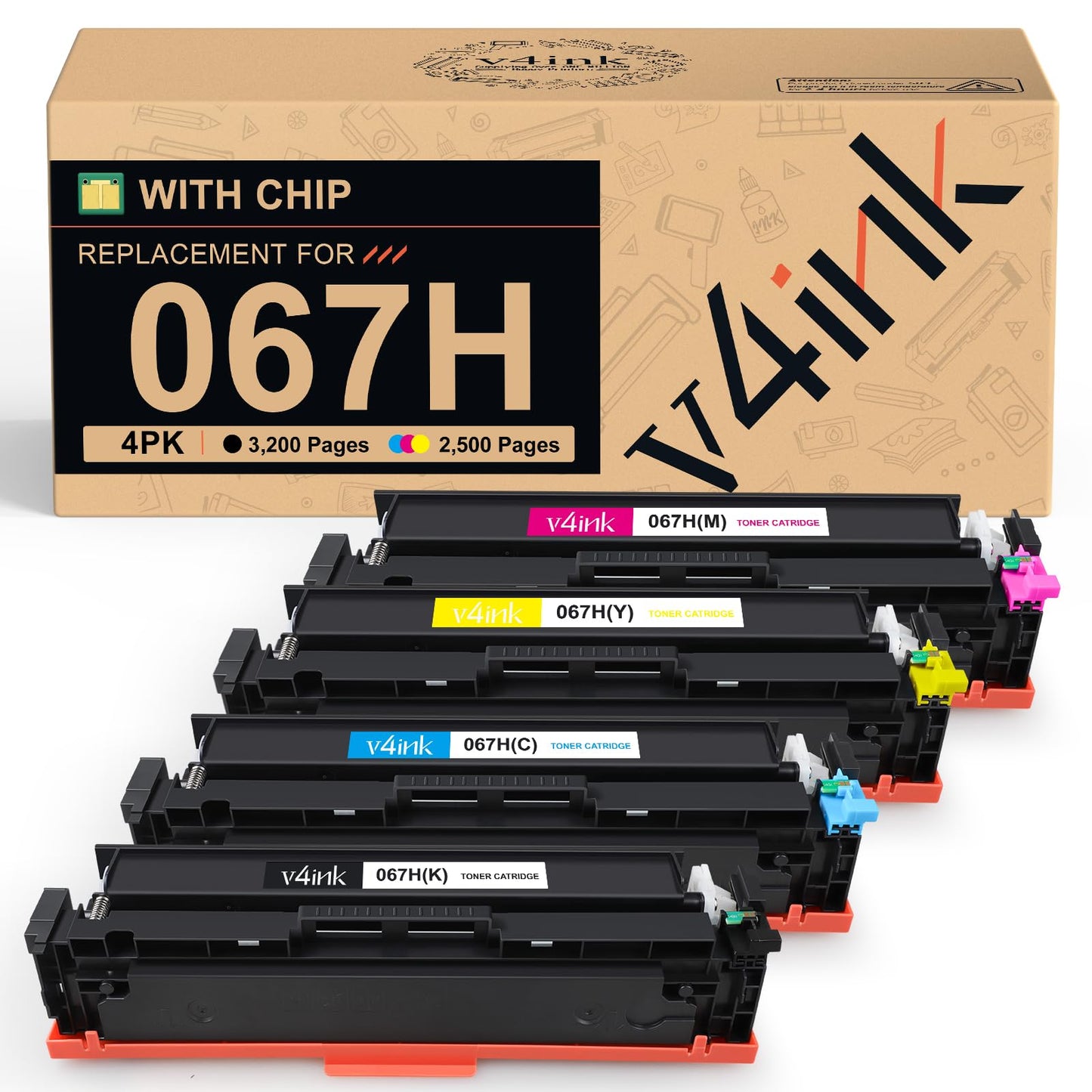 067H 067 Toner Cartridge High Capacity Compatible Replacement for Canon CRG-067H CRG067H for Canon Color imageCLASS MF656Cdw MF654Cdw MF653Cdw LBP633Cdw LBP632Cdw LBP630 MF650 Printer 4-Pack