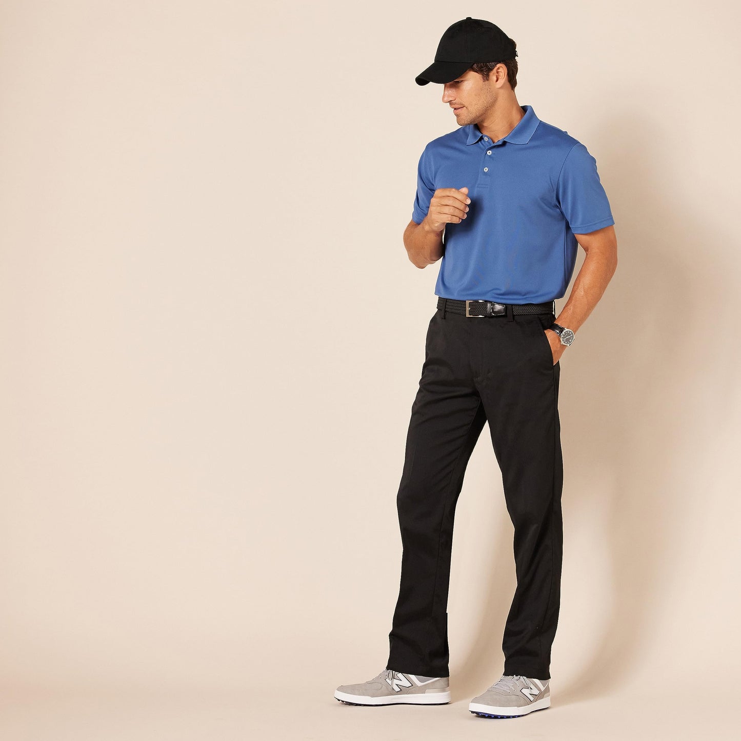 Amazon Essentials Men's Classic-Fit Stretch Golf Pant (Available in Big & Tall), Black, 42W x 32L
