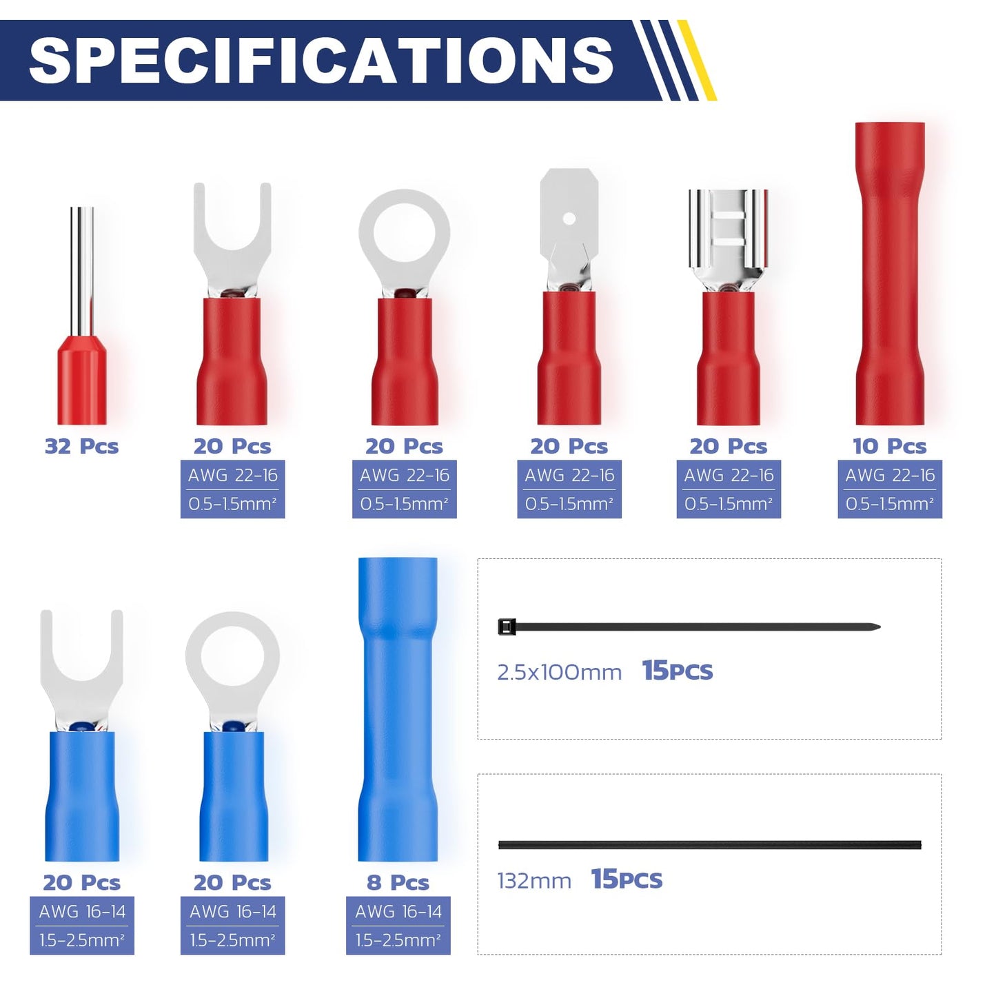 haisstronica Wire Stripper Kit - 201PCS Set - Automatic Wire Stripping Tool for AWG 24-10 Cables with Insulated Terminals, Self Adjusting Universal Wire strippers and Crimpers for Electrical Work