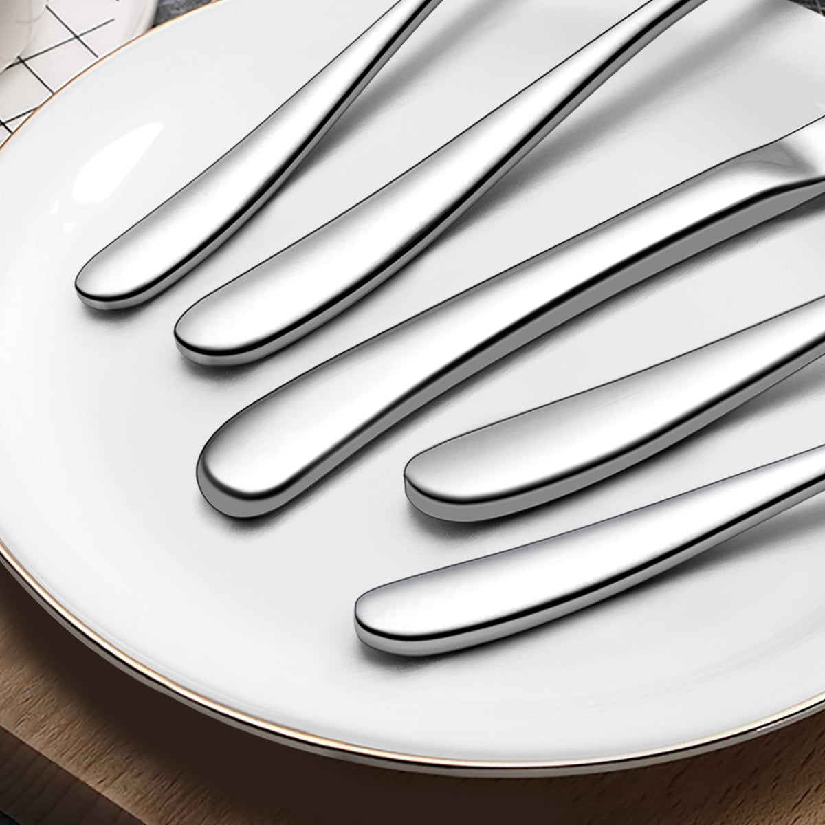 48-Piece Heavy Duty Silverware Set with Steak Knife for 8, LIANYU Stainless Steel Flatware Set, Fancy Thick Cutlery Eating Utensils Include Forks Knives Spoons, Mirror Finished, Dishwasher Safe