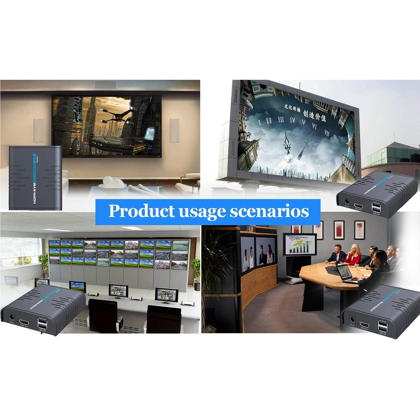 AGPtEK USB HDMI KVM Extender Over Single Cat 5/5E/6/7 Ethernet Cable- Signal Extension Up to 120m/365Ft- USB Keyboard Mouse Support- Adapter for Residential/Commercial Use