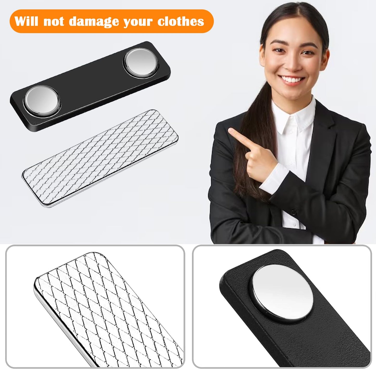 50 Set Magnetic Name Badges and Large Blank DIY Name Tag Badge Holders with Magnetic Plastic Name Tag for Personalized Jacket Shirts Office School Supplies (3.38 x 2.13 Inch)
