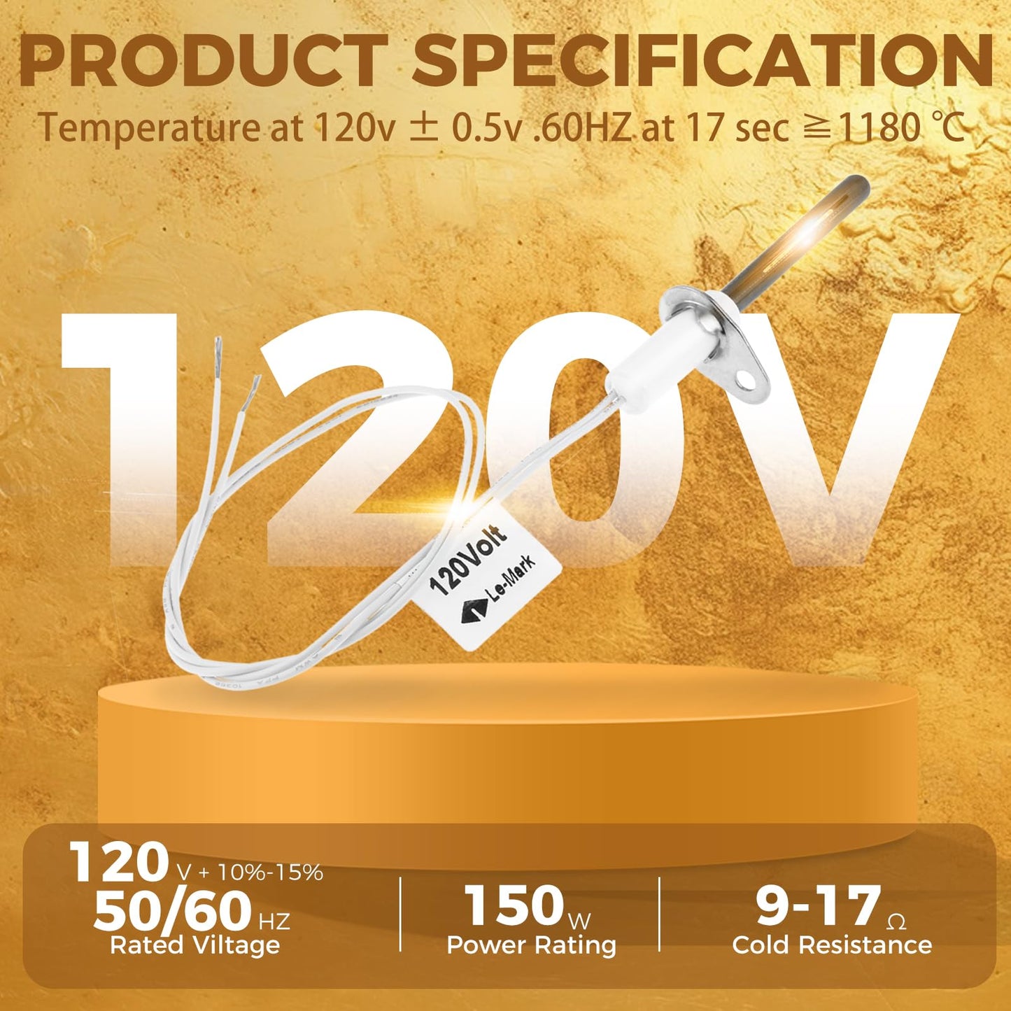 Universal Silicon Nitride Hot Rod Ignitor.120 Volt Nitride Igniter, H150 Universal Ignitor Replacement for Gas Forced Air Furnaces, Water Heaters, and Boilers